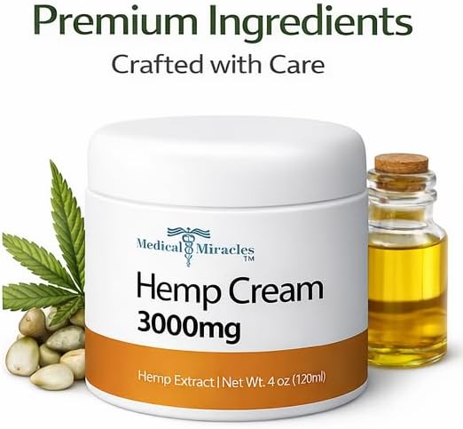 Medical Miracles Hemp Relief Cream - Whole Body. Topical Salve for Skin Application - (3000mg)