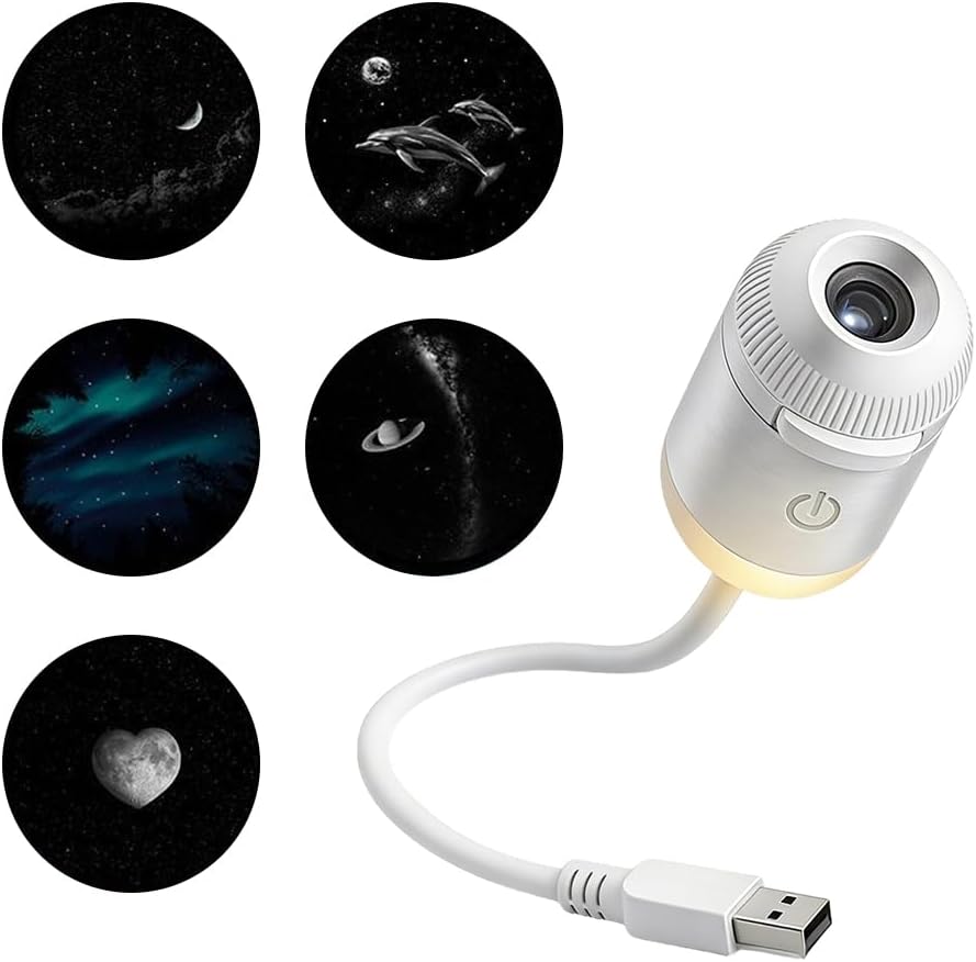 2-in-1 Galaxy Projector Night Light, USB Star Projector with Adjustable Brightness, Mini Galaxy Light Projector for Bedroom Ceiling Wall Room Decor (24 Projection Films)