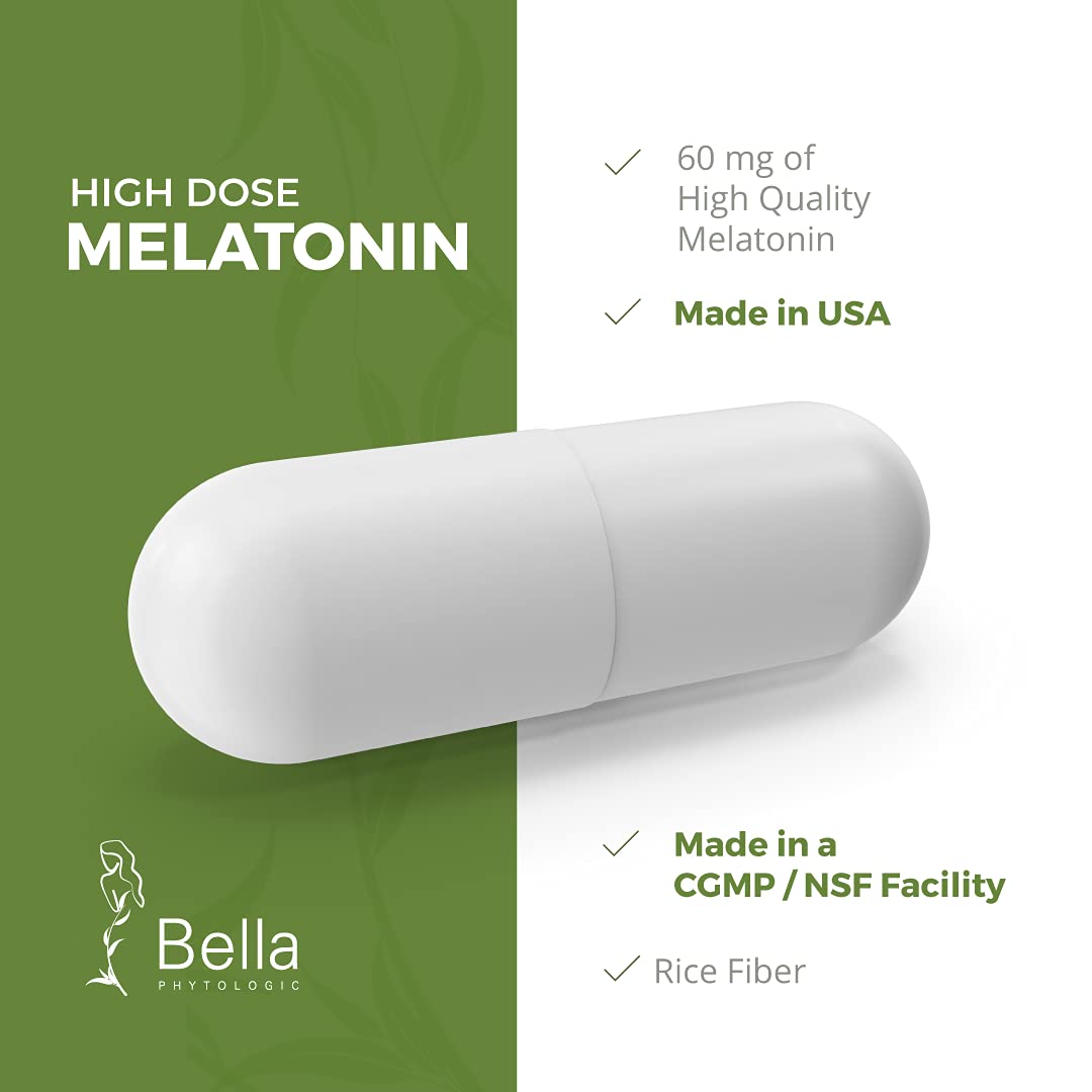 Melatonin Pure 60mg – High Potency Nighttime Sleep Aid for Deep Rest, Relaxation, Jet Lag & Stress Relief – Fast-Acting, Non-Habit Forming, Drug-Free, Made in USA (60 Capsules) (Pack of 3)