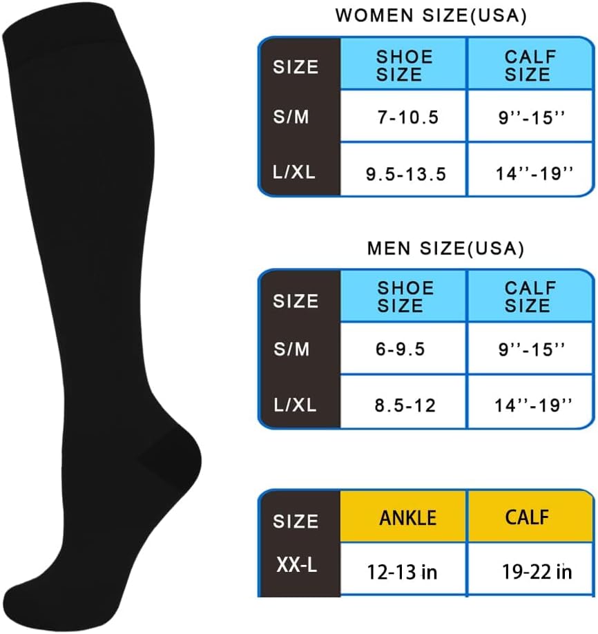 4 Pairs Compression Socks for Women & Men 15-20 mmHg