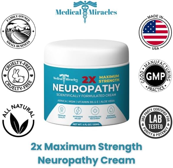 2 x Kraft Neuropathy Nerve Therapy Max Potency Relief Cream for Feet, Hands, Legs and Toes - Enriched with Arnica, Vitamin B6, Aloe Vera, MSM - Expertly Made for Extraordinary