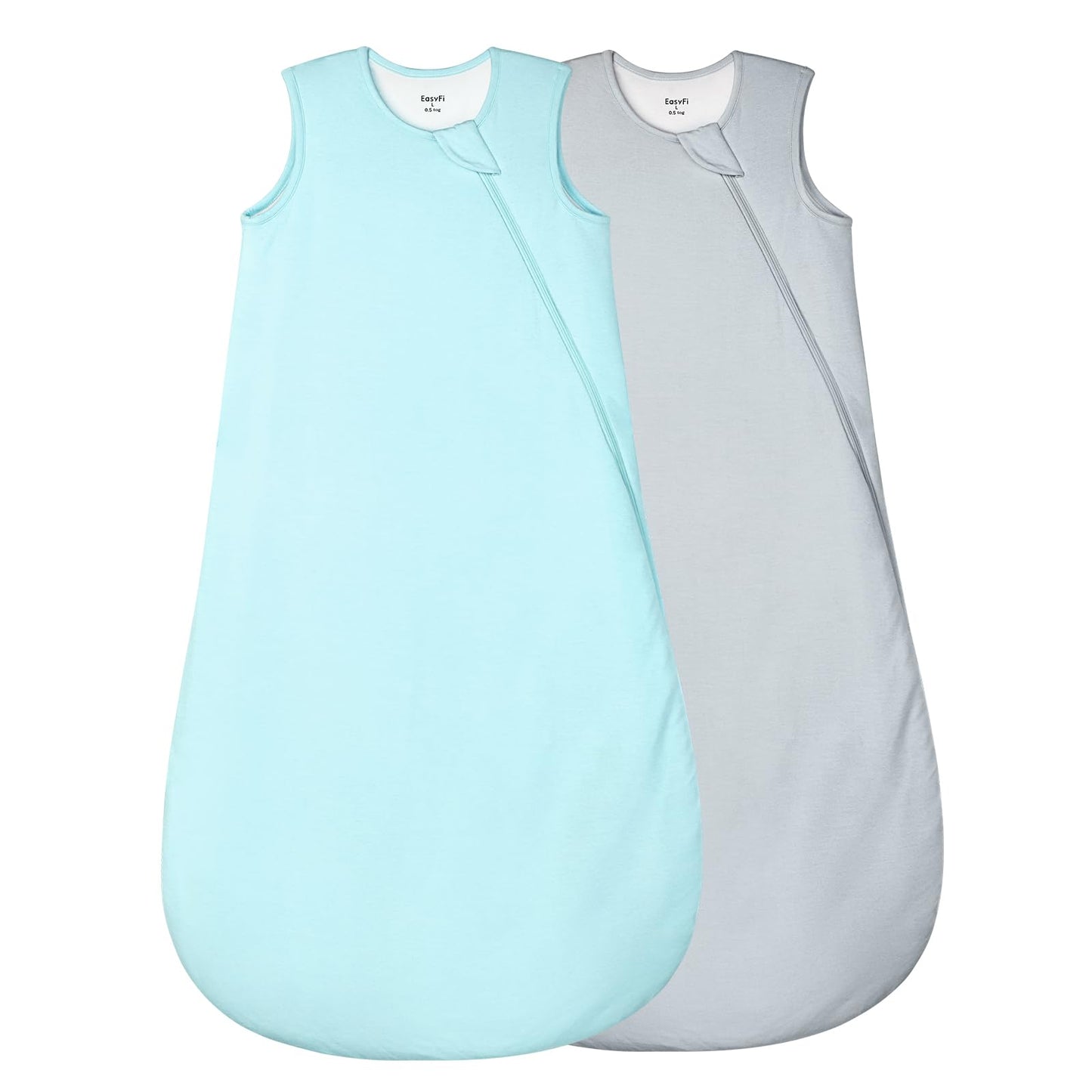 Supersoft Rayon Made from Bamboo Sleep Sack 3-6 Months Newborn Sleep Sack 0-3 Months 1.0 Tog Baby Wearable Blanket with 2-Way Zipper Unisex Sleeping Bag for Babies (2 Pack) Green & Blue