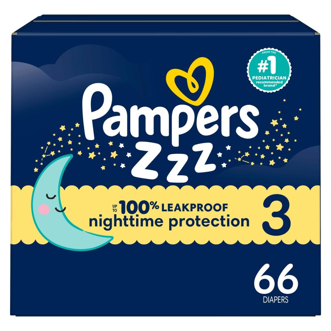 Pampers ZZZ Overnight Diapers, Size 3 (16-28 lbs), 116 Count, Nighttime Protection Disposable Baby Diaper