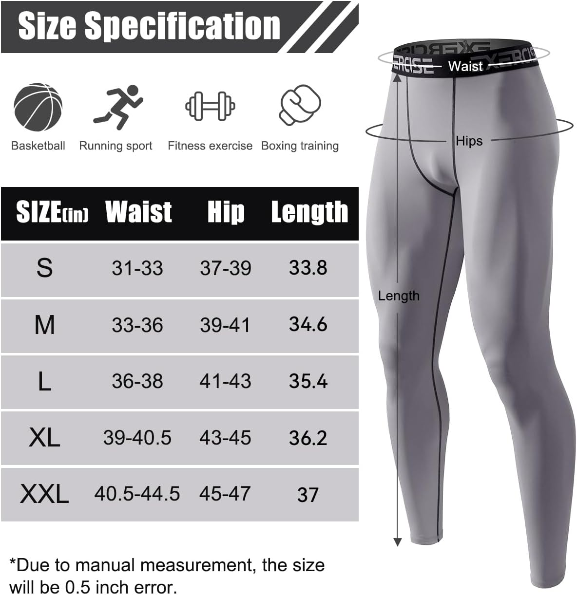 4er-Pack Kompressionshosen für Herren, Leggings, Lauf-Tights, Thermounterwäsche für Basketball und Sport