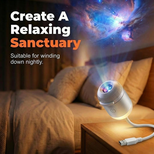 2-in-1 Galaxy Projector Night Light, USB Star Projector with Adjustable Brightness, Mini Galaxy Light Projector for Bedroom Ceiling Wall Room Decor (24 Projection Films)