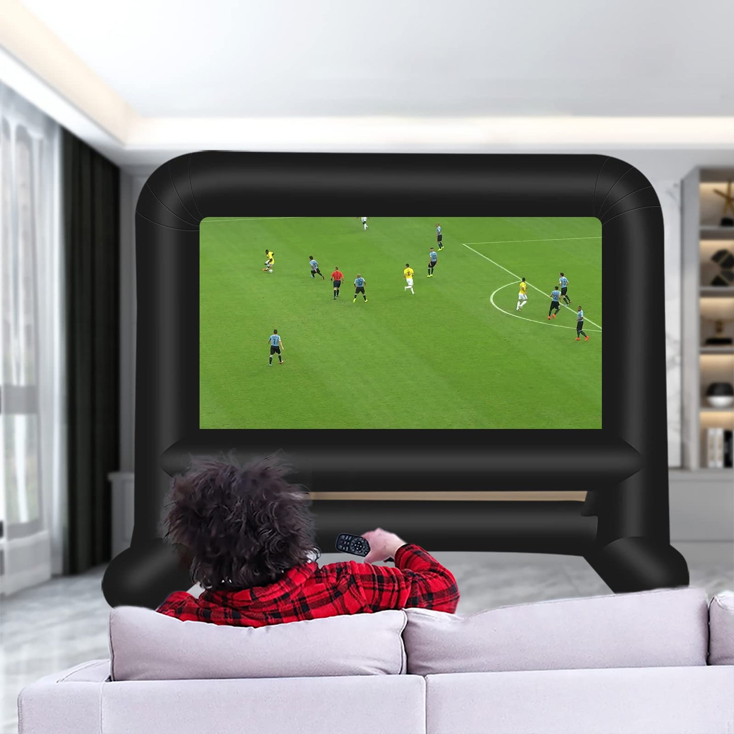 HuaKastro 14 FT Inflatable Projector Screen – One-Piece Design, Easy Setup Blow-Up Movie Screen with Quiet Fan, Ideal for Outdoor & Indoor Movie Nights, Backyard Events, and Parties (Stable Base)