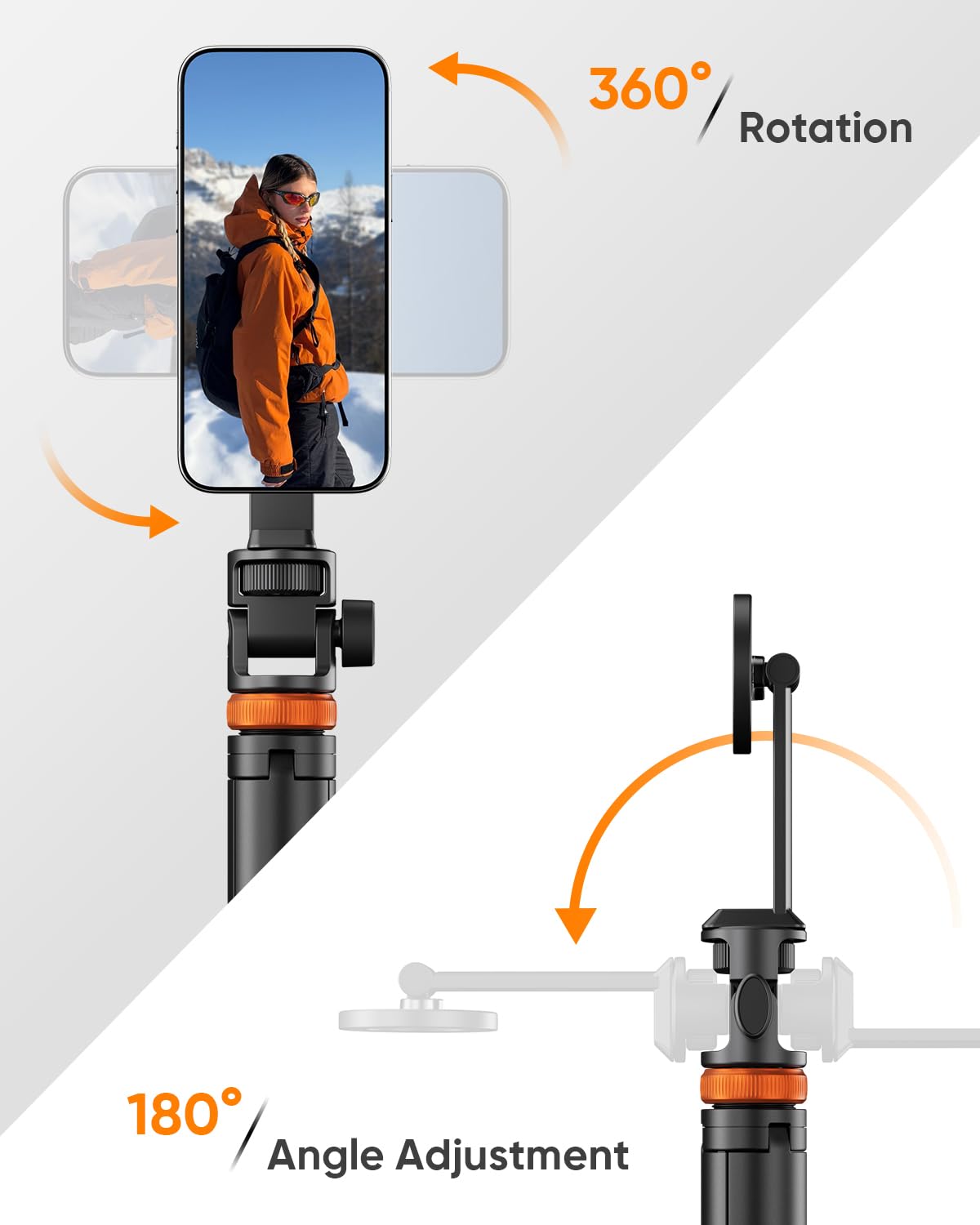 EUCOS 62" Handy-Stativ, Stativ für iPhone und Selfie-Stick mit Fernbedienung, ausziehbarer Handy-Ständer und ultimativer Handy-Halter, robustester Handy-Ständer, kompatibel mit iPhone/Android