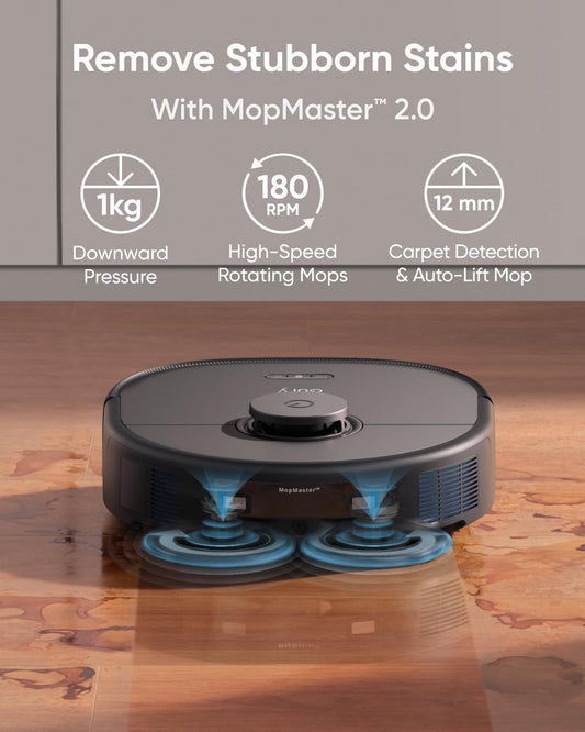 Eufy X10 Pro Omni Robot Vacuum and Mop with 8,000 Pa Suction, Dual Mops with 12 mm Auto-Lift and Carpet Detection, AI Obstacle Avoidance, Auto Mop Washing & Drying, Self-Emptying, Self-Refilling Visit the eufy Store