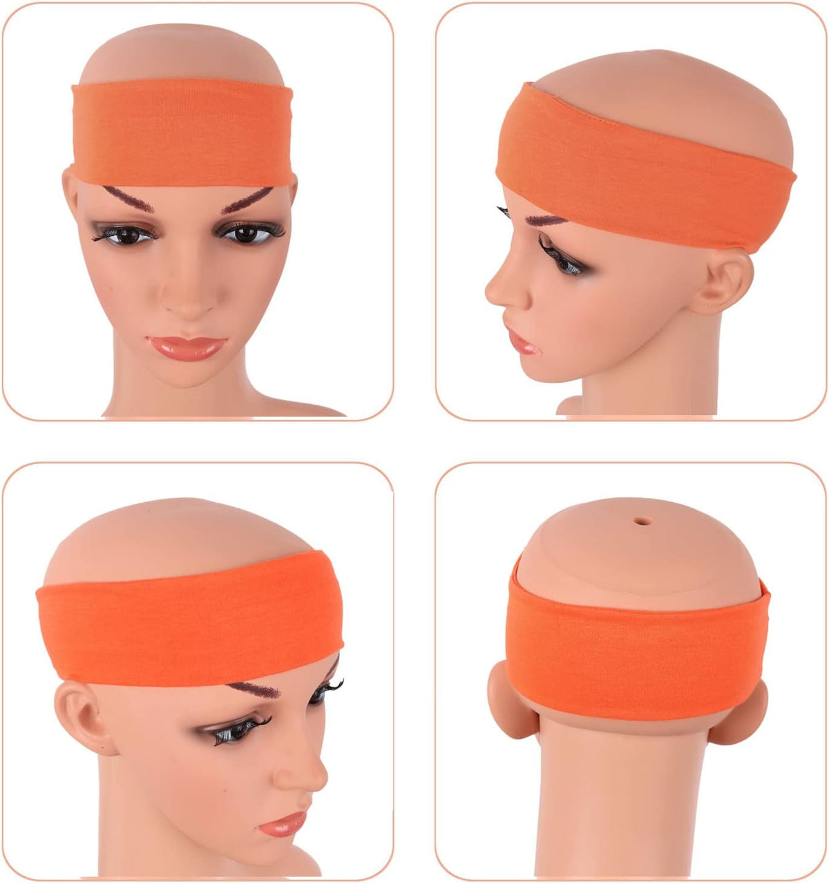 MapofBeauty 3 Pack Yoga Headbands Stretchy Cotton Head Band Hairwarp Sports Running Exercise Gym (Solid Color)