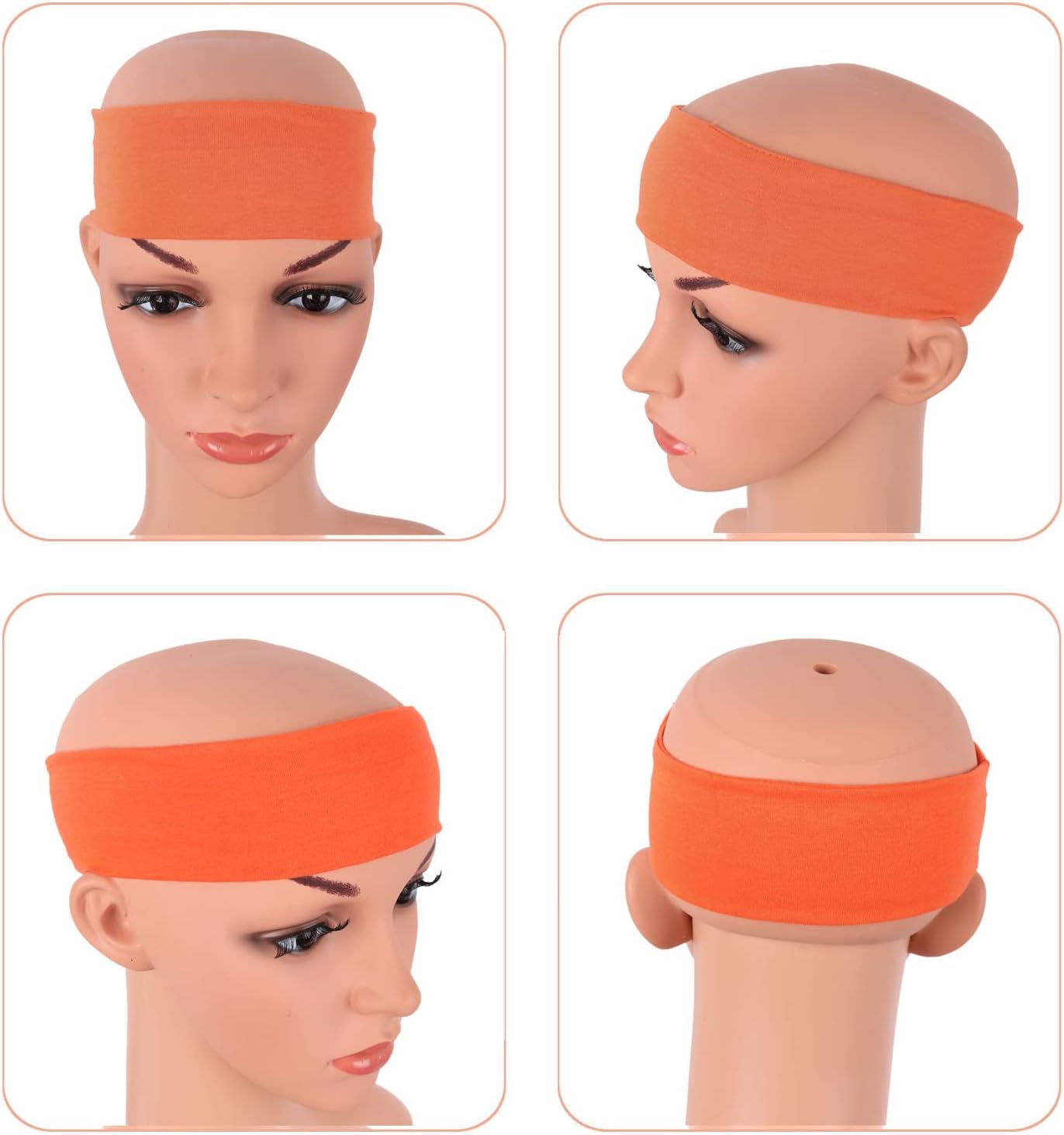 MapofBeauty 3er-Pack Yoga-Stirnbänder, dehnbar, Baumwolle, Haarband, für Sport, Laufen, Training, Fitnessstudio (einfarbig)