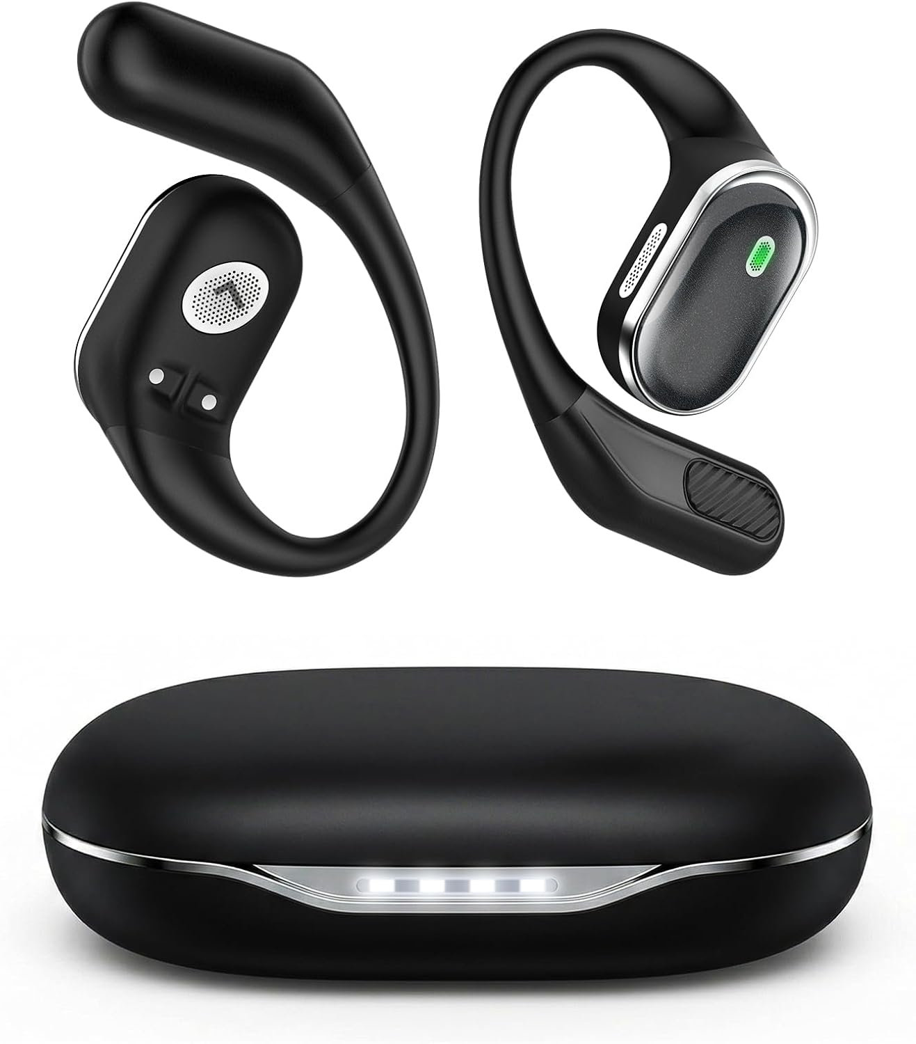 TRAUSI Bluetooth 5.4 True Wireless Headphones with Ear Hooks, USB Charging, IPX7 Waterproof Earbuds, Noise Cancelling Hi-Fi Earphones for Running, Travel Jiu