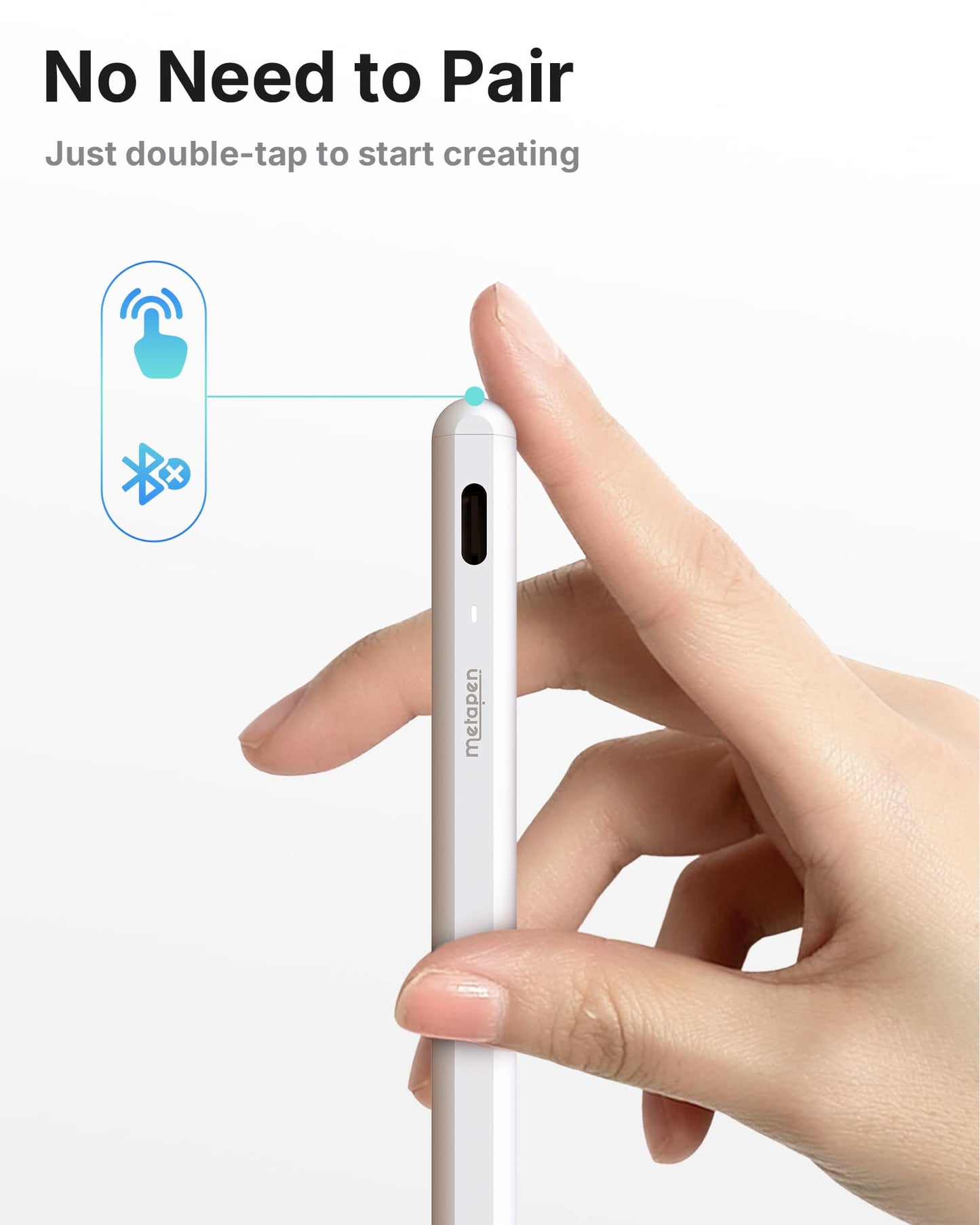 Metapen A8 iPad-Bleistift für Apple iPad 2018-2025, 4 Min. Schnellladung, magnetischer Stylus-Stift für iPad 11/10/9/8/7/6. Generation, iPad-Zubehör für Pro 12.9/11/13-Zoll M4, Air 3/4/5/M2/M3, Mini 5/6. Generation