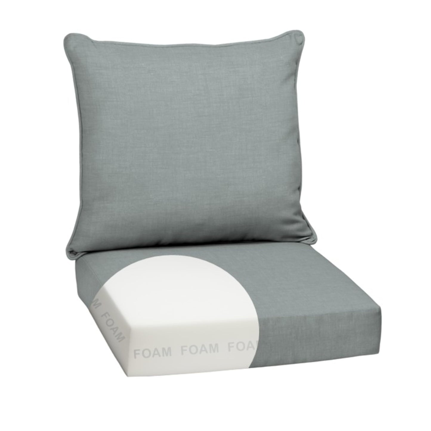 Arden Outdoor Foam Deep Seat Cushions Set, 24x24, Premium High-Density Foam, Never Flattens, Weather-Proof for Patio Chair Sofa Couch, Blue Shibori Stripe