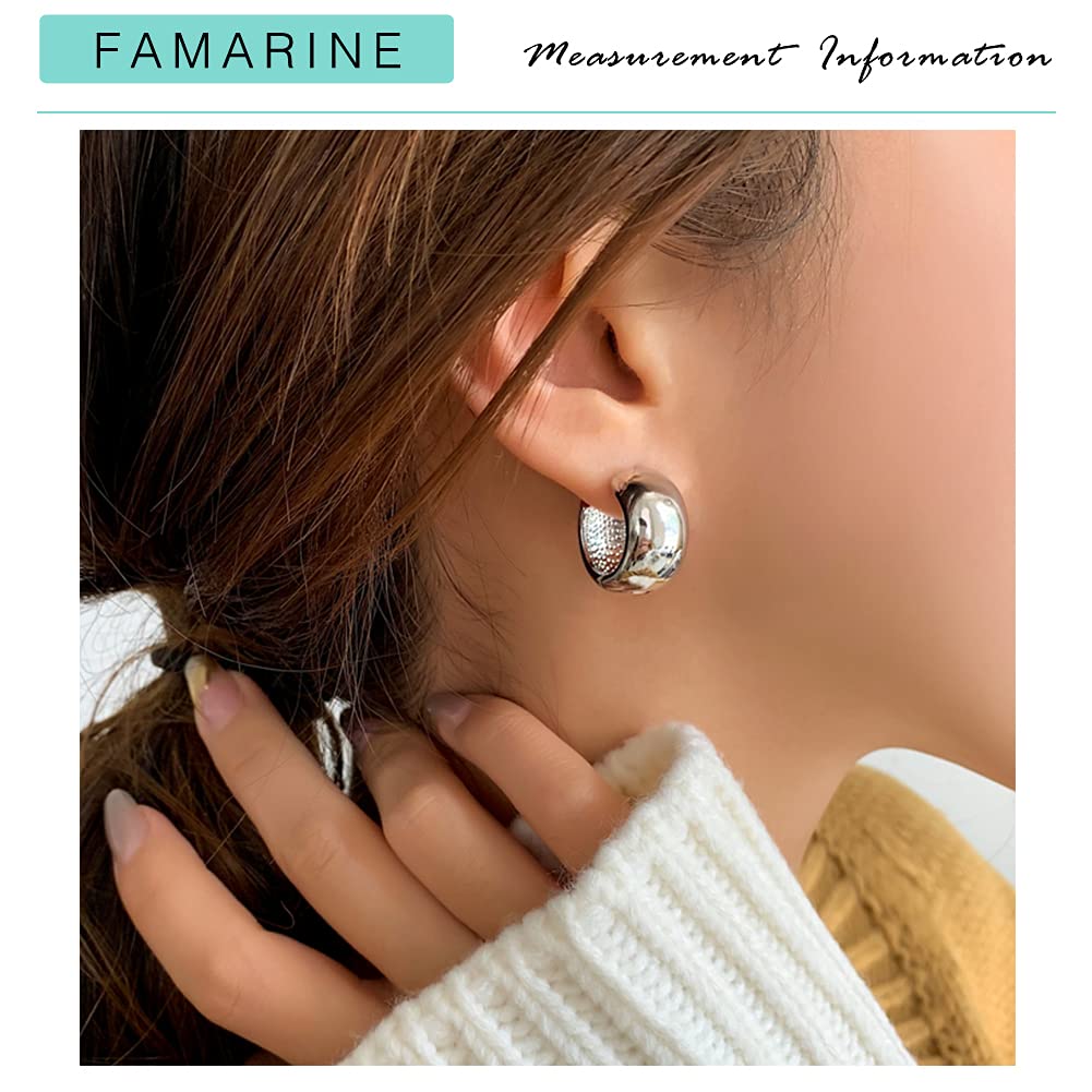 FAMARINE Gold Chunky Creolen für Damen, 0,8 Zoll Gold Creolen Huggie Ohrringe für Herren