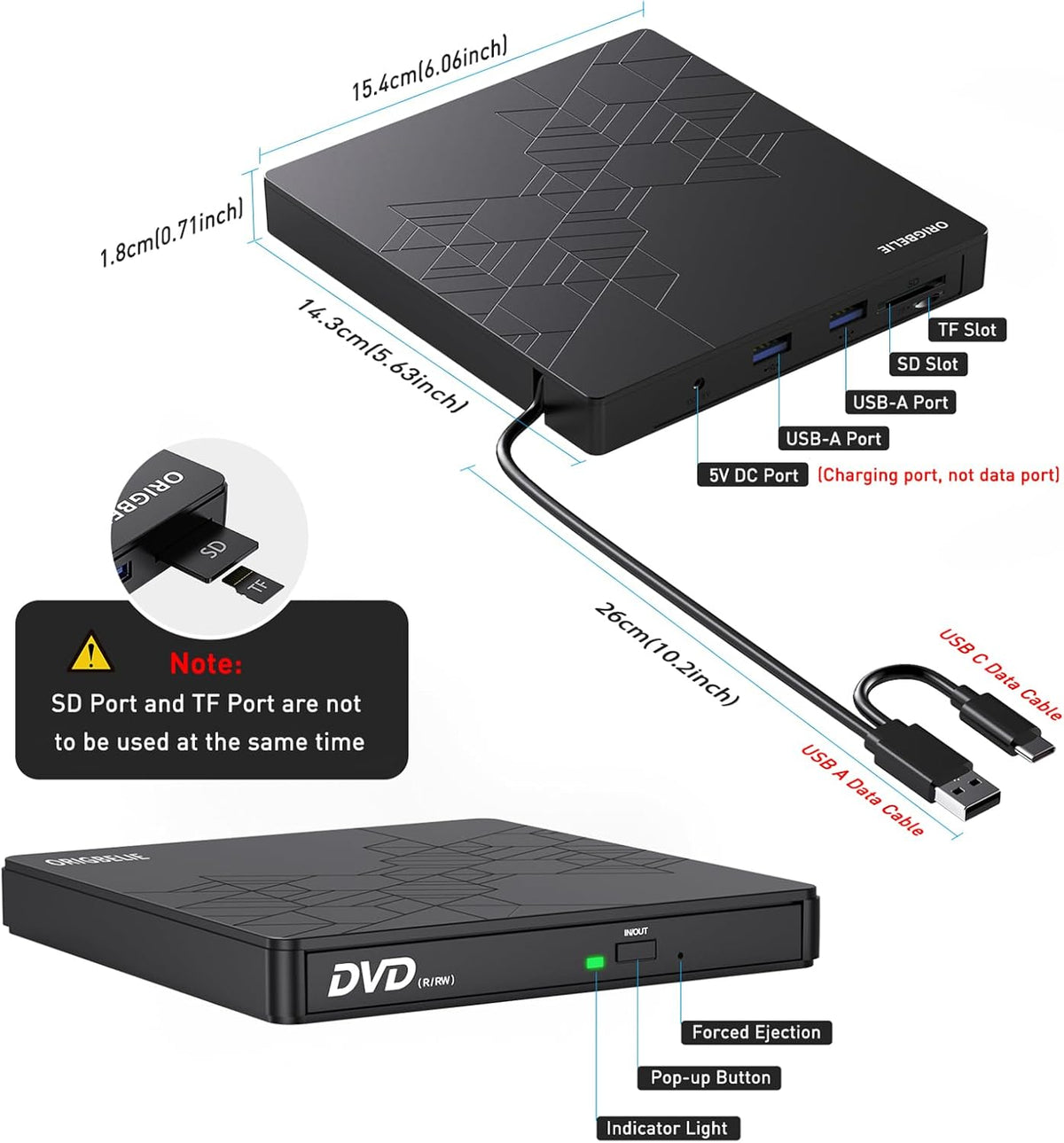 ORIGBELIE External DVD Drive: A Versatile Solution for Your Optical Disc Needs