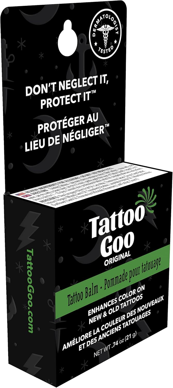Tattoo Goo Original Salbe – Verbessert die Farbe neuer und alter Tattoos, hergestellt mit natürlichen Inhaltsstoffen, ohne Petroleum oder Mineralöle – 21 Gramm