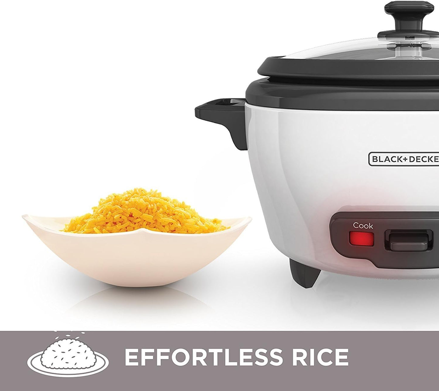 BLACK+DECKER 2-in-1 Reiskocher & Dampfgarer – 6 Tassen Fassungsvermögen, automatische Warmhaltefunktion, antihaftbeschichtete Schüssel, Dampfgareinsatz – Müheloses Kochen
