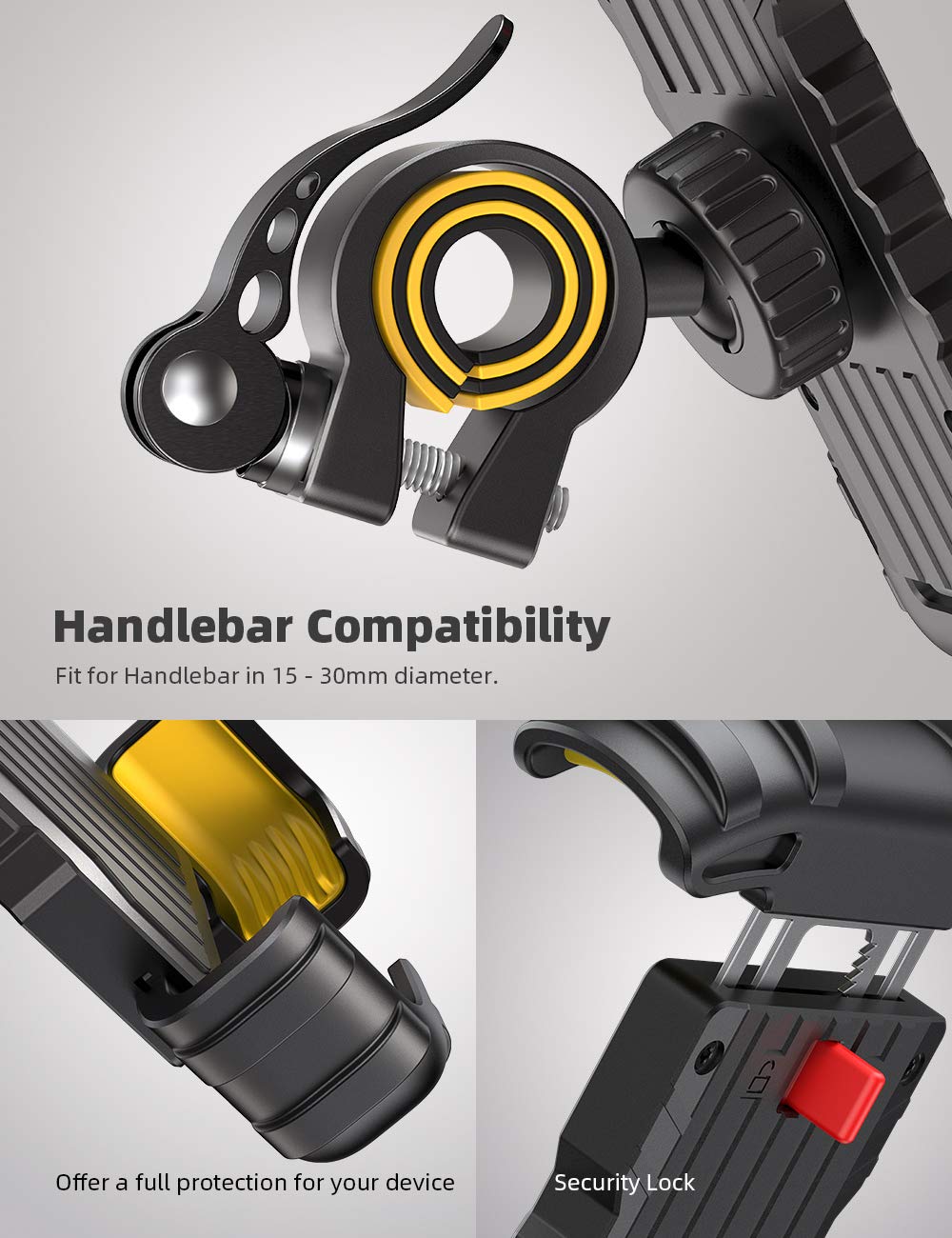 Lamicall Fahrrad Handyhalterung Motorrad Halterung - Motorrad Handyhalterung, Lenker Handy Klemme, Roller Handyclip Geschenke für iPhone 17 Air Pro Max, 16 15 Plus, S20, 4.7 bis 6.8 Zoll Smartphones