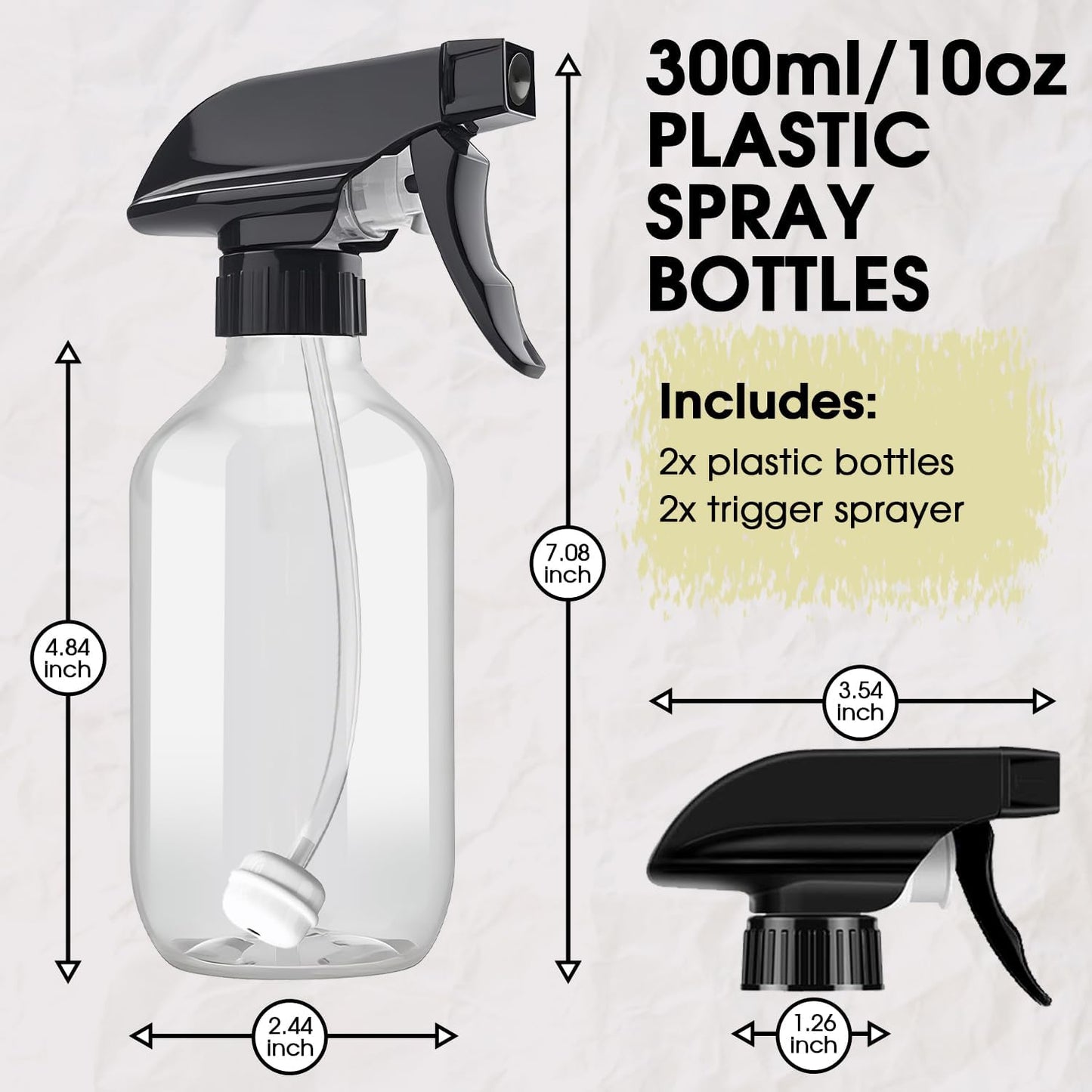 AMORIX Kunststoff-Sprühflaschen 2 Stück 360° Wassersprühflasche zum Reinigen 300 ml Überkopf-Sprühflasche Kleiner Zerstäuber Sprühflasche mit verstellbarer Düse für Haare, Kochen, Pflanzen, Haustiere, Reisen
