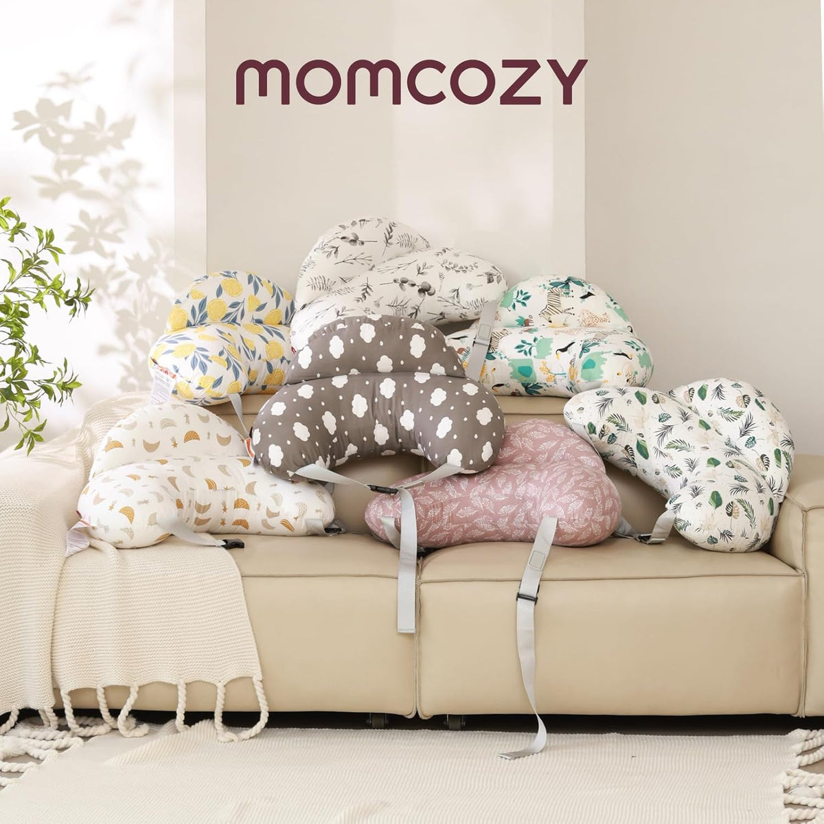 Momcozy Nursing Pillow for Breastfeeding, Original Plus Size Breastfeeding Pillows for More Support for Mom and Baby, with Adjustable Waist Strap and Removable Cotton Cover, Grey