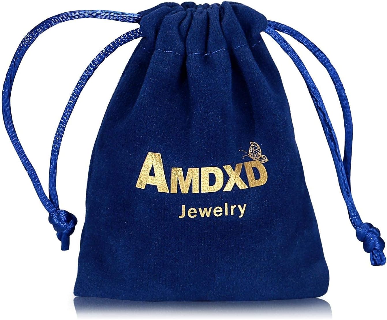 AMDXD 18K White Gold Rings for Women, Luxury Flower Rings for Girls Blue Sapphire 1.8ct with White Diamond Womens Ring, 8, 18K white gold, Cubic Zirconia