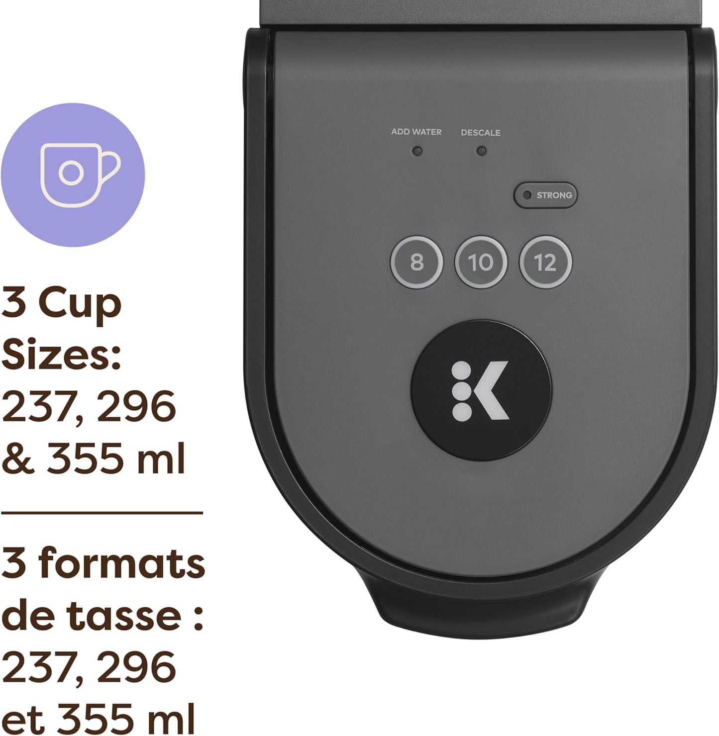 Keurig K-Mini Go Single Serve K-Cup Pod Coffee Maker, 1.24 L removable reservoir, Gray