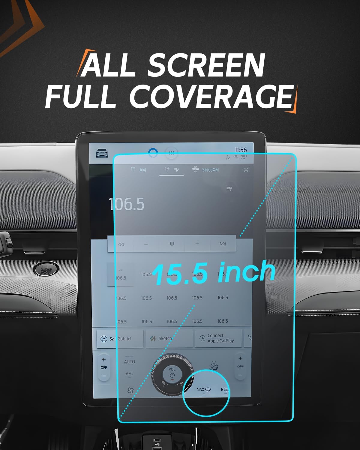 Matte Anti-Glare Displayschutzfolie für Ford Mustang MachE Zubehör 2023 2024 2025 Mach E/Expedition/F-150 Lightning Zubehör Displayabdeckung 15,5" Matt Blendschutz Gehärtetes Glas