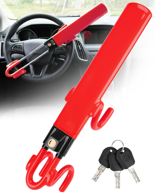 Tevlaphee Steering Wheel Lock Anti-Theft Car Device Heavy Duty Security Car Lock Antitheft Locking Devices Great Deterrent Adjustable Car Wheel Lock Anti Theft for Vehicle Truck with 3 Keys(Yellow)