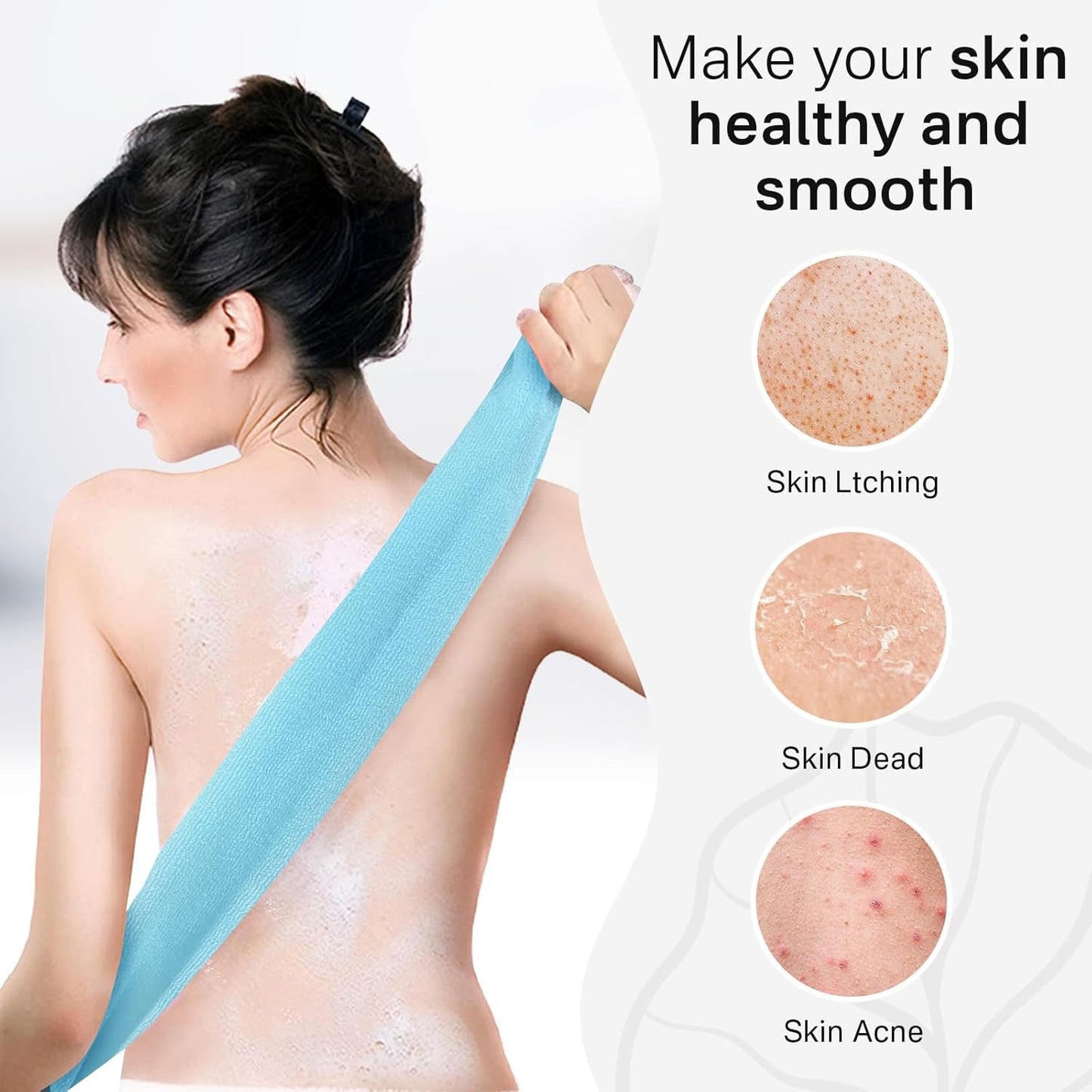 Yiclick Peeling-Waschlappen, Peeling-Körperbürste, Rückenbürste für Dusche und Bad, afrikanischer Netzschwamm Luffa-Körperpeeling, Peeling-Tuchbürstenhandschuhe für Frauen (Grau)