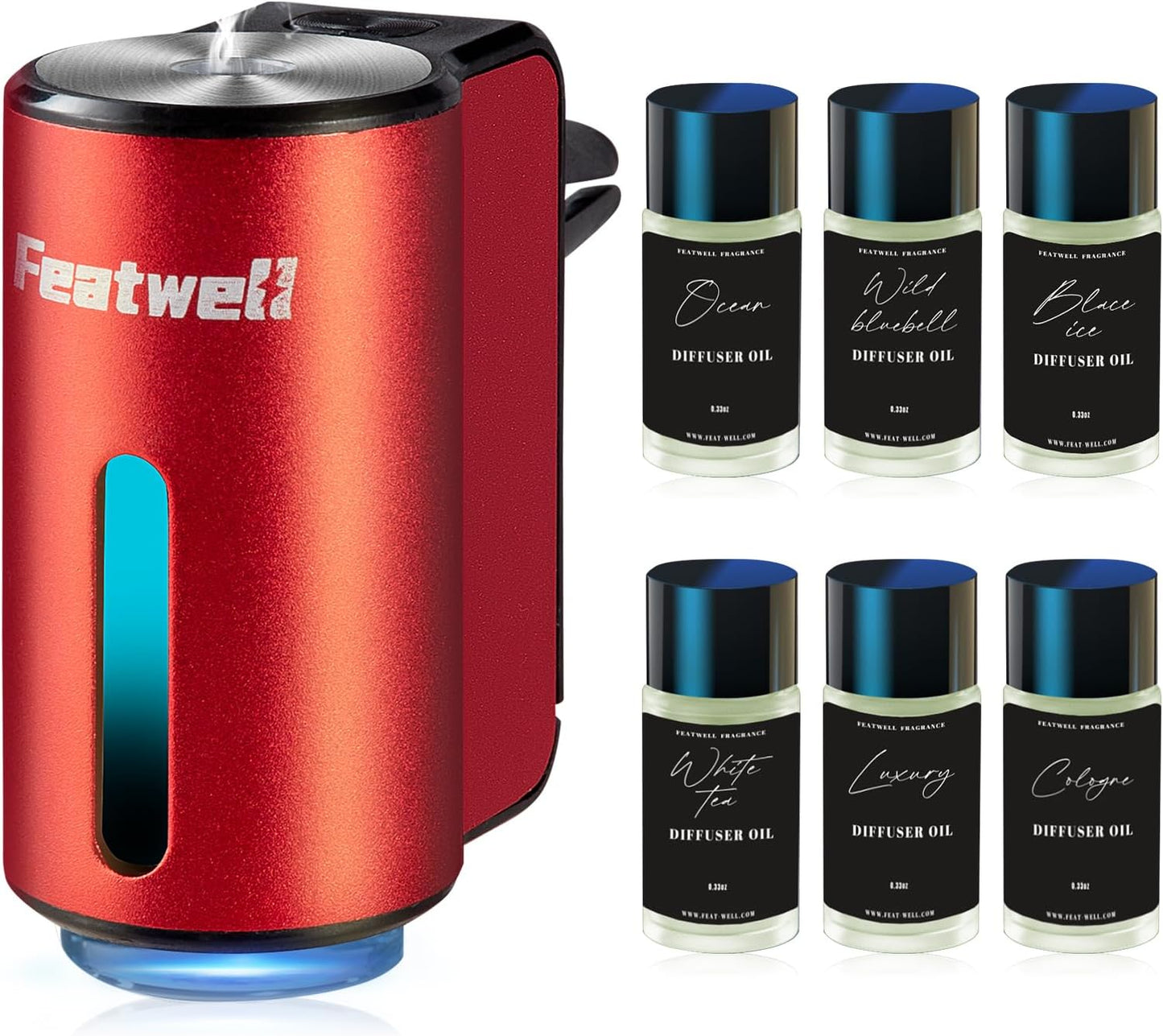 Featwell Auto Lufterfrischer, Drei Einstellbare Modi Intelligenter Auto Aroma Diffusor, Wiederaufladbarer Auto Aroma Diffusor, Schwarz