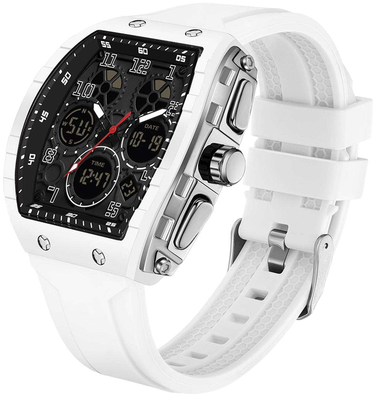 Watches for Men Relojes Para Hombres White Mens Sport Watch Waterproof