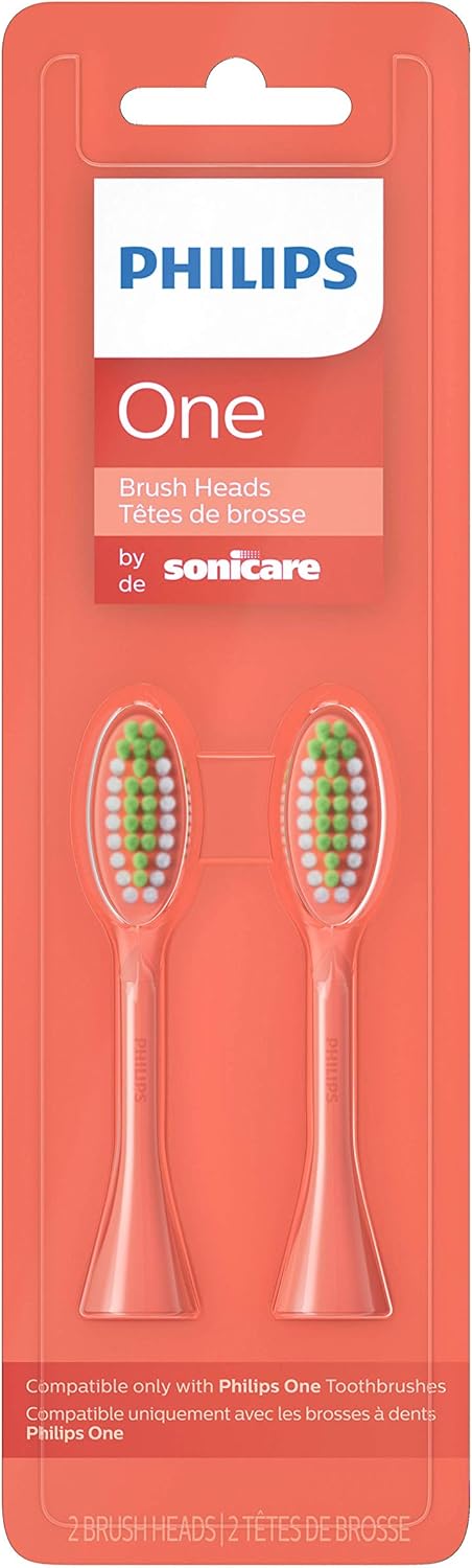 Philips One by Sonicare Ersatzbürstenköpfe, 2er-Pack, Schwarz, Kompatibel mit Philips One elektrische Zahnbürste, BH1022/06