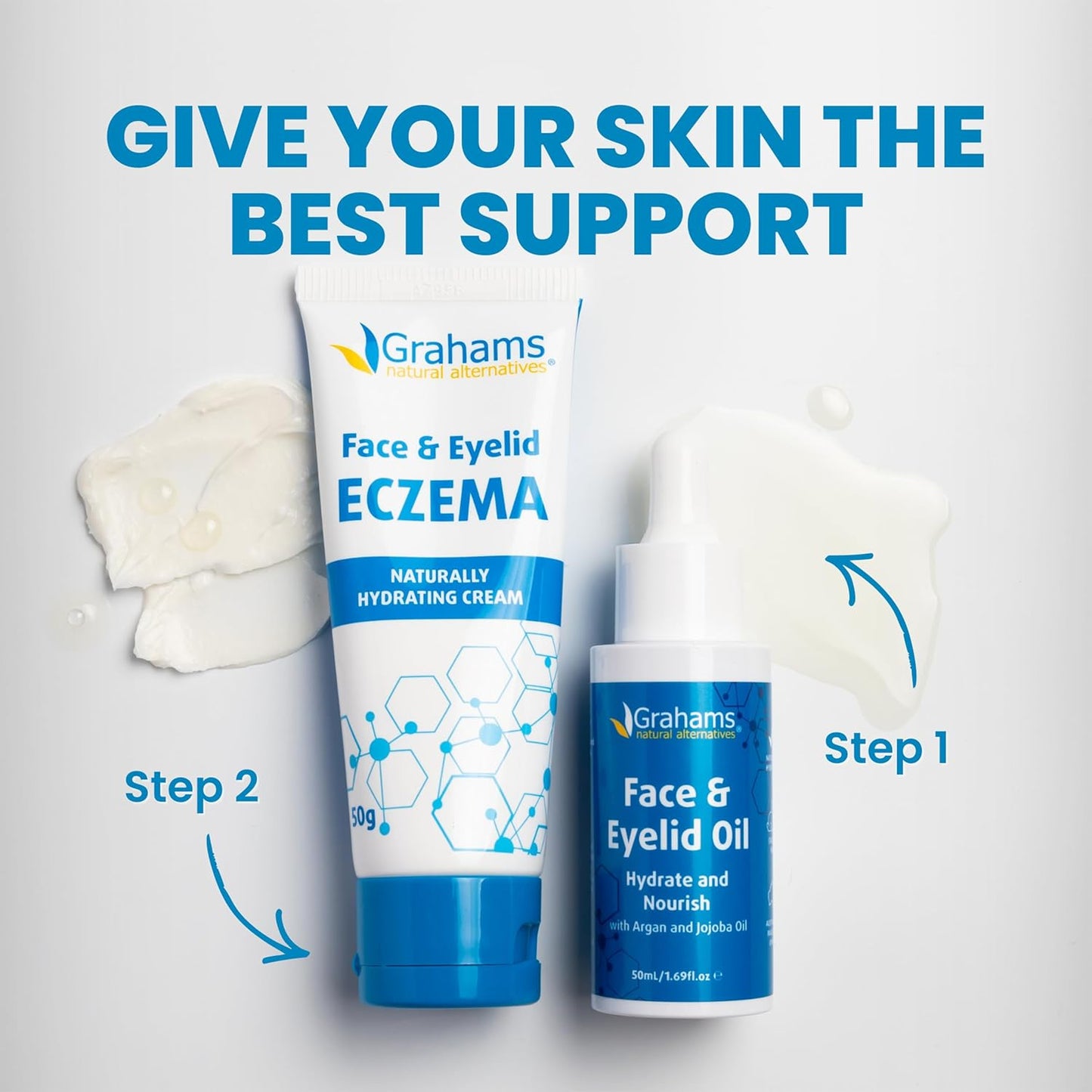 Grahams Natural Face & Eyelid Eczema Relief Kit - Treatment for Dry Skin, Eczema, Perioral & Seborrheic Dermatitis - Itch Relief - Moisturizing Face Cream, 75g + Eyelid Oil, 50ml