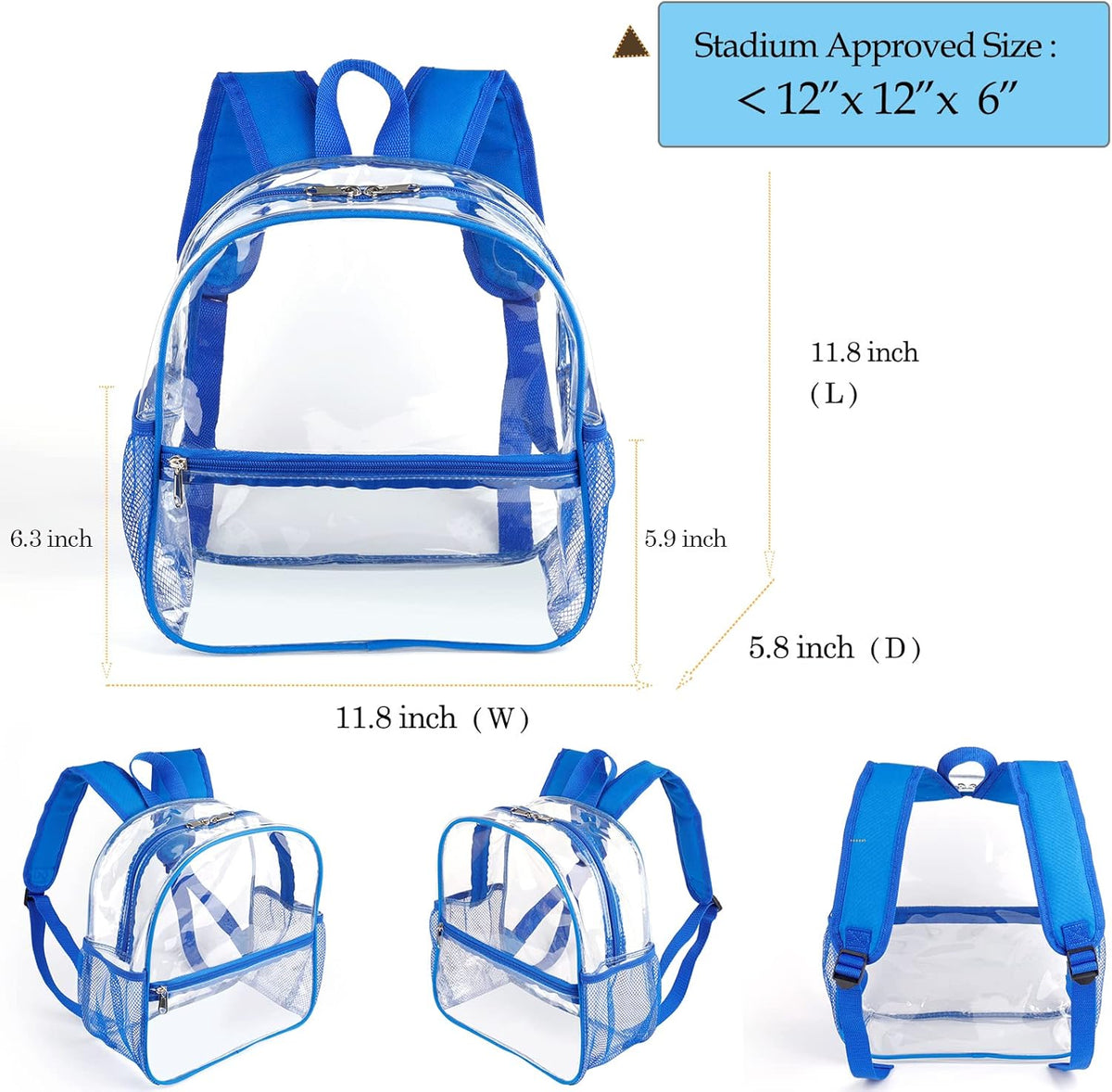 Mini Clear Backpack 12x12x6 Stadium Approved Plastic Backpack