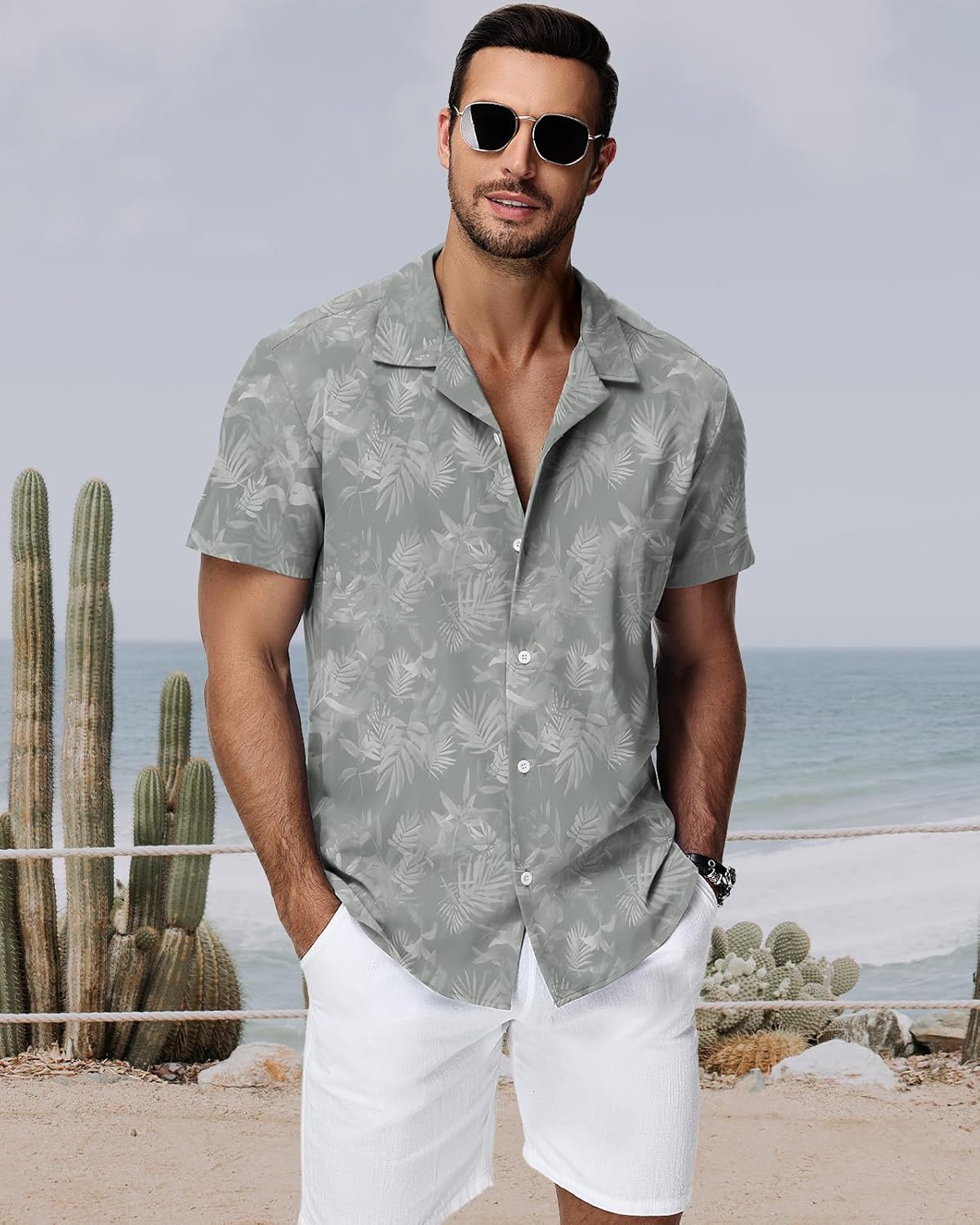 HMIYA Herren Hawaiihemden Kurzarm Button-Up Hemd Herren S-3XL