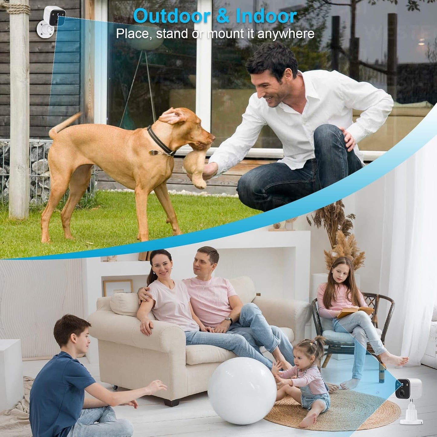 Security Cameras Wireless Outdoor, Battery Powered WiFi Camera for Home Security, 2K Color Night Vision, AI Motion Detection, IP65 Waterproof, 2-Way Audio, Spotlight & Siren, Cloud/SD Storage