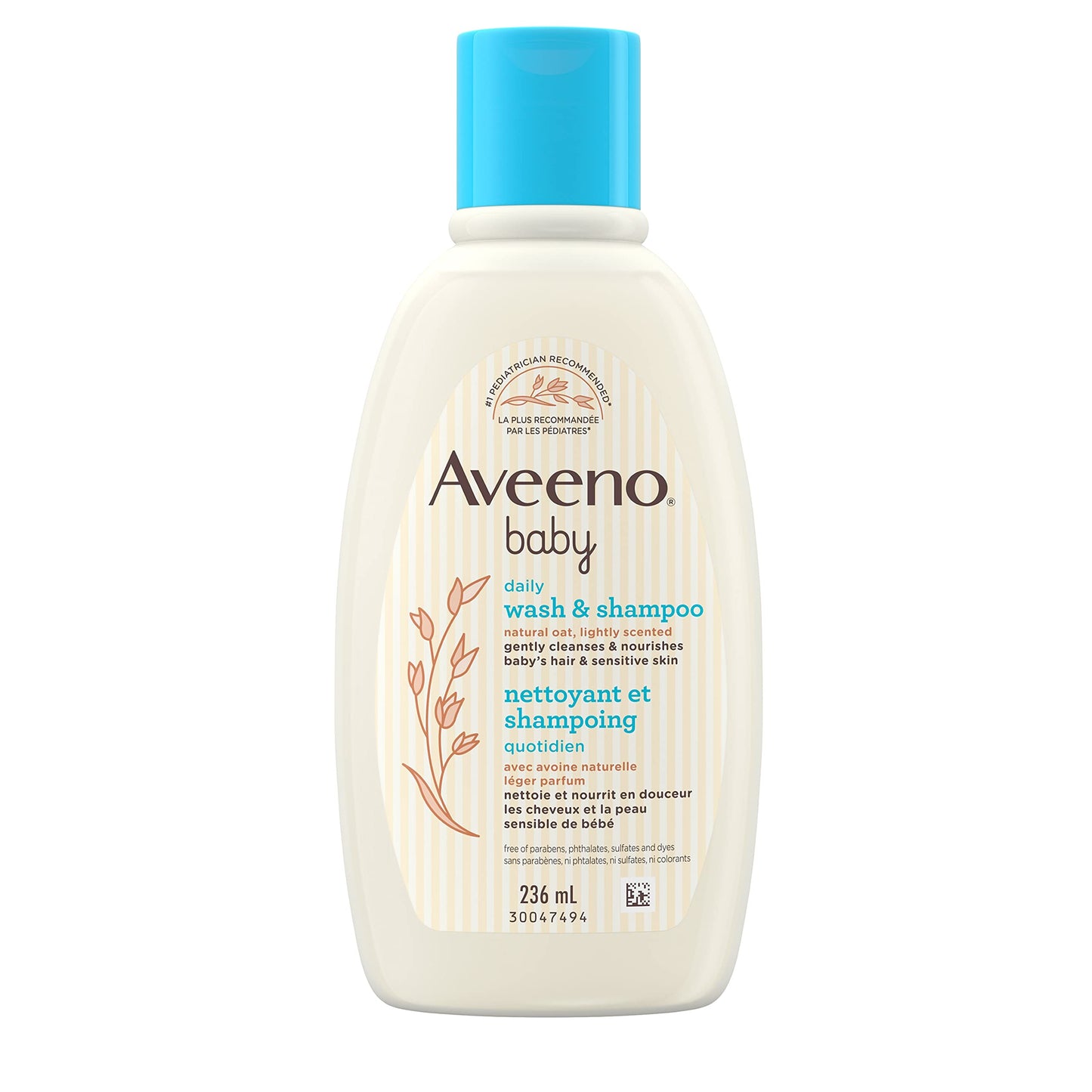 Aveeno Baby Wash and Shampoo - Gentle 2-in-1 Body Wash with Natural Oat Extract for Sensitive Skin - Tear-Free, Hypoallergenic Cleanser, Free from Parabens, Sulfates & Dyes - 975ml