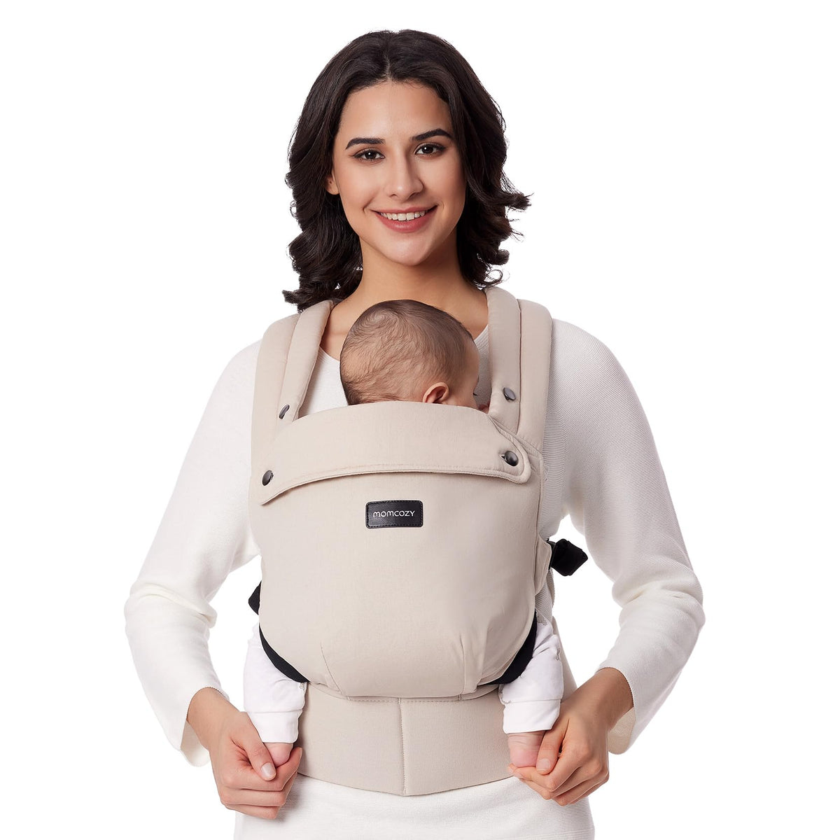 Momcozy Baby Carrier Newborn to Toddler - Ergonomic, Cozy and Lightweight Infant Carrier for 7-44lbs, Effortless to Put On, Ideal for Hands-Free Parenting, Enhanced Lumbar Support, Black