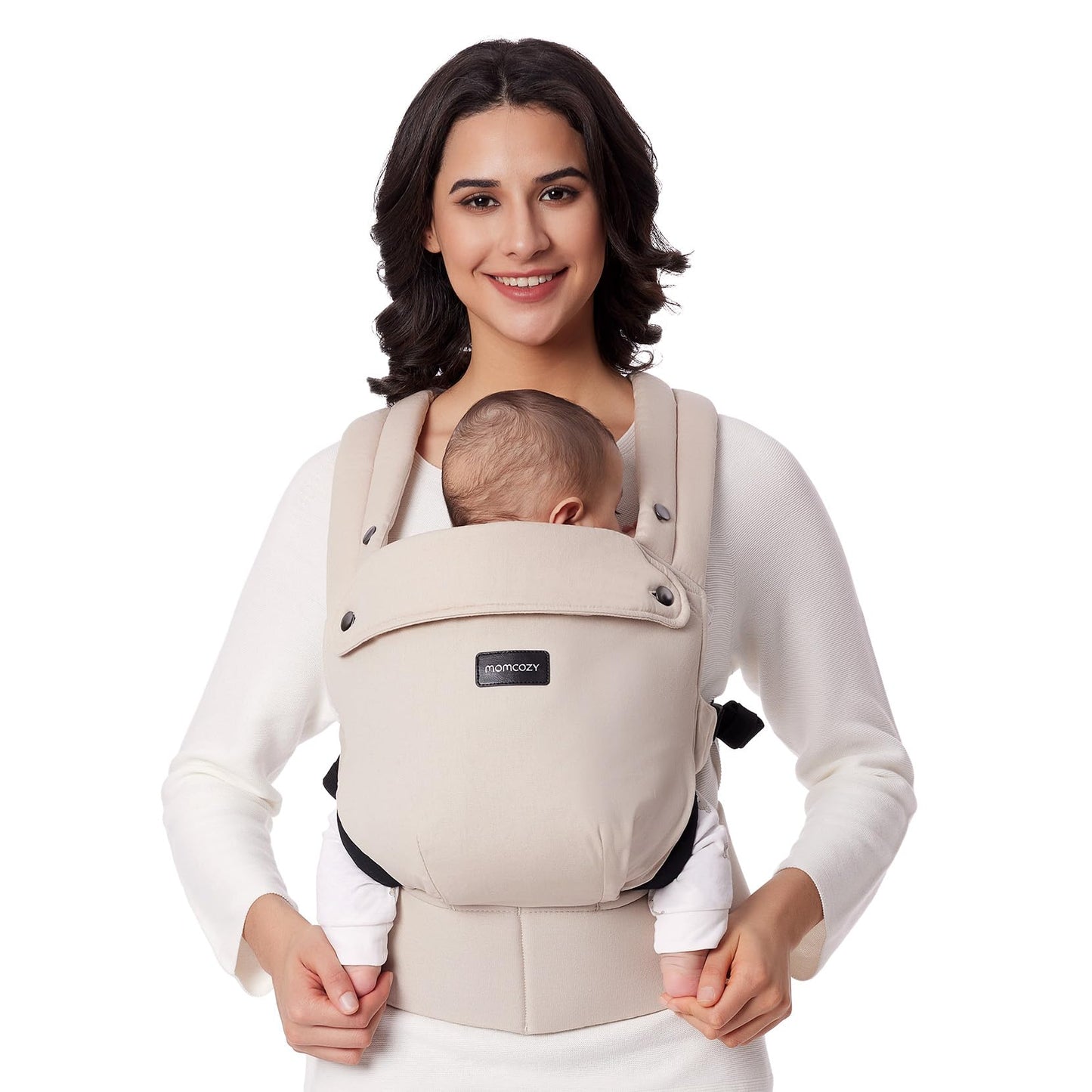 Momcozy Baby Carrier Newborn to Toddler - Ergonomic, Cozy and Lightweight Infant Carrier for 7-44lbs, Effortless to Put On, Ideal for Hands-Free Parenting, Enhanced Lumbar Support, Black