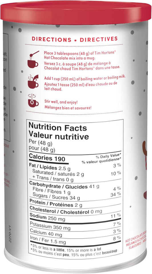 Tim Hortons Candy Cane Hot Chocolate Beverage Mix, Limited Time Offer, 450g Can