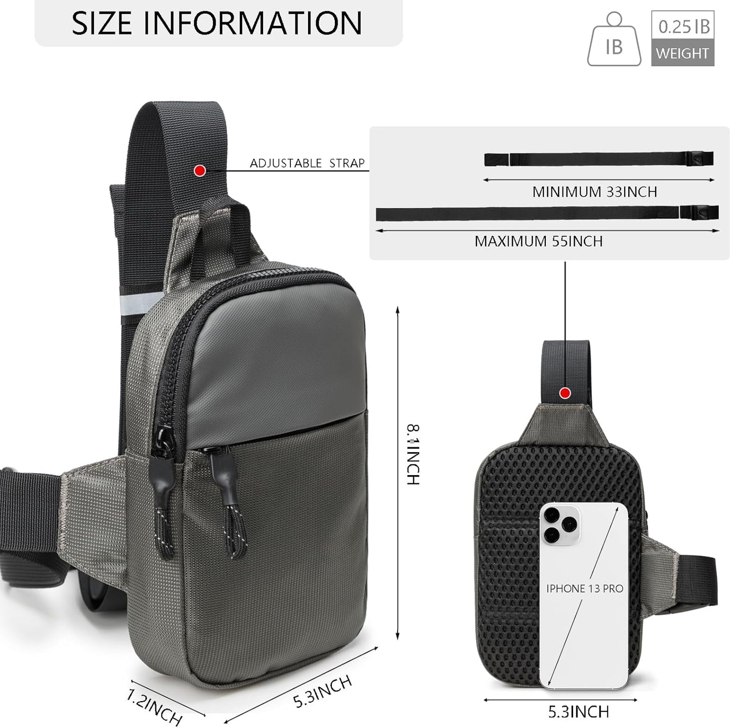 Mini-Slingbag für Damen und Herren, kleine Umhängetasche, lässige, trendige, wasserdichte Brusttasche für Reisen