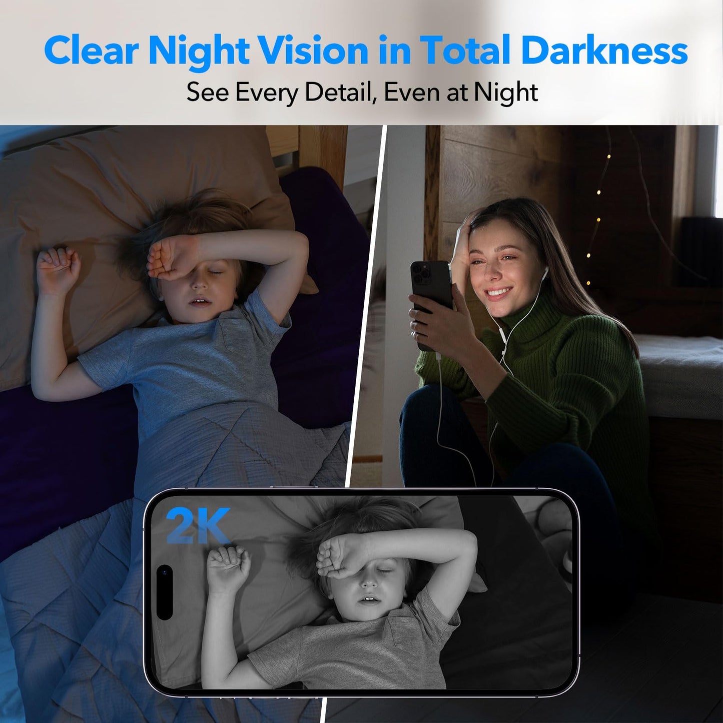 2K Cameras for Home Security Dual-Band 5G/2.4GHz WiFi Indoor Camera Baby Monitor & Pet Camera for Dog Cat Elder AI Motion Detect 2-Way Audio Night Vision 24/7 Local Recording SD Cloud Storage 2 Pack
