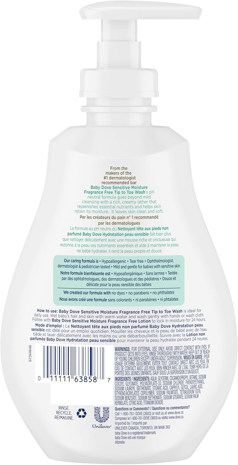 Baby Dove Tip to Toe Waschgel Sensible Feuchtigkeit hypoallergen und parfümfrei 591 ml