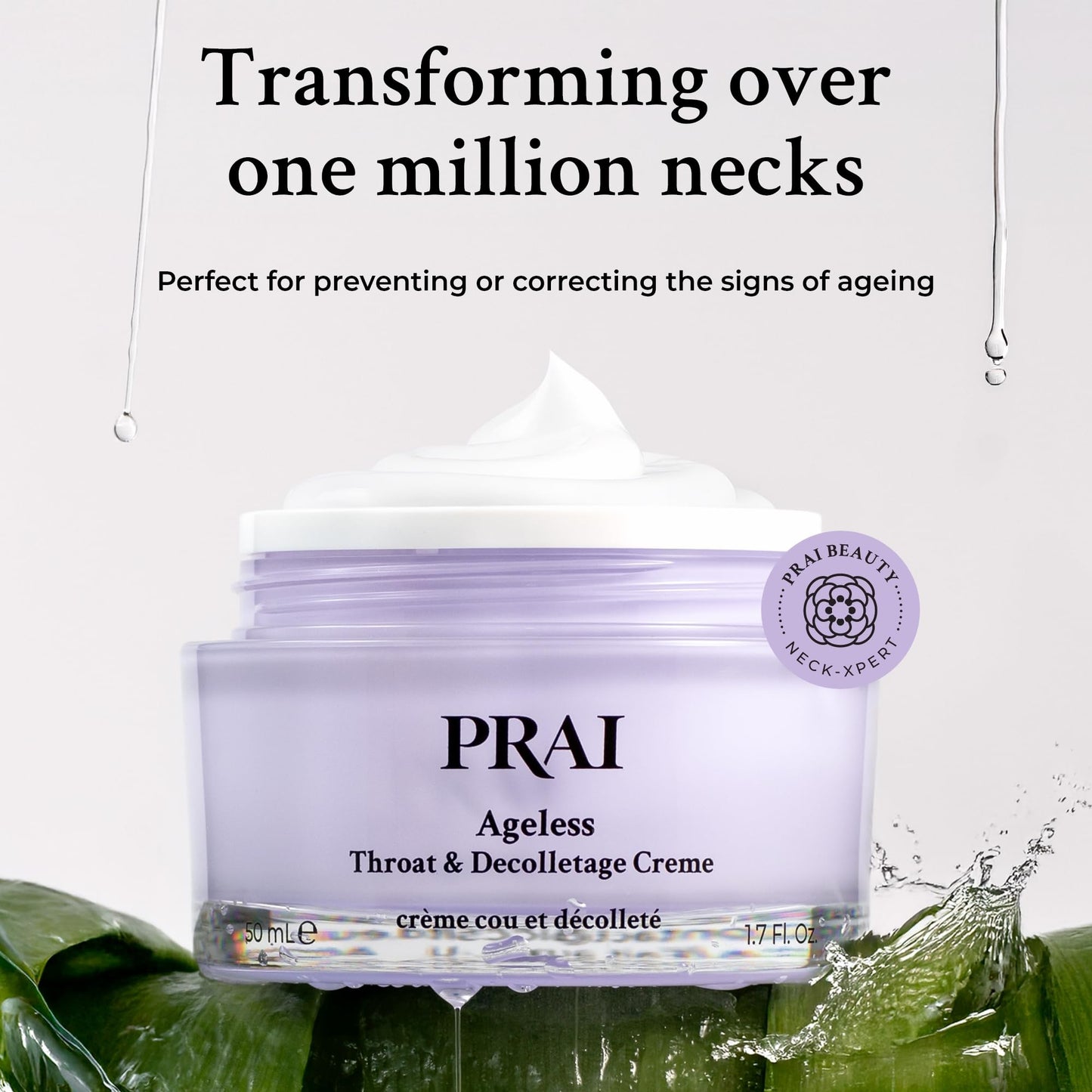 PRAI Ageless Throat & Decolletage Creme 118ml - Anti-Ageing, Collagen Boosting Skincare Cream - Tightens & Firms Skin, Reduces Wrinkles - Luxury Neck Moisturiser With Hyaluronic Acid - 7 Day Results