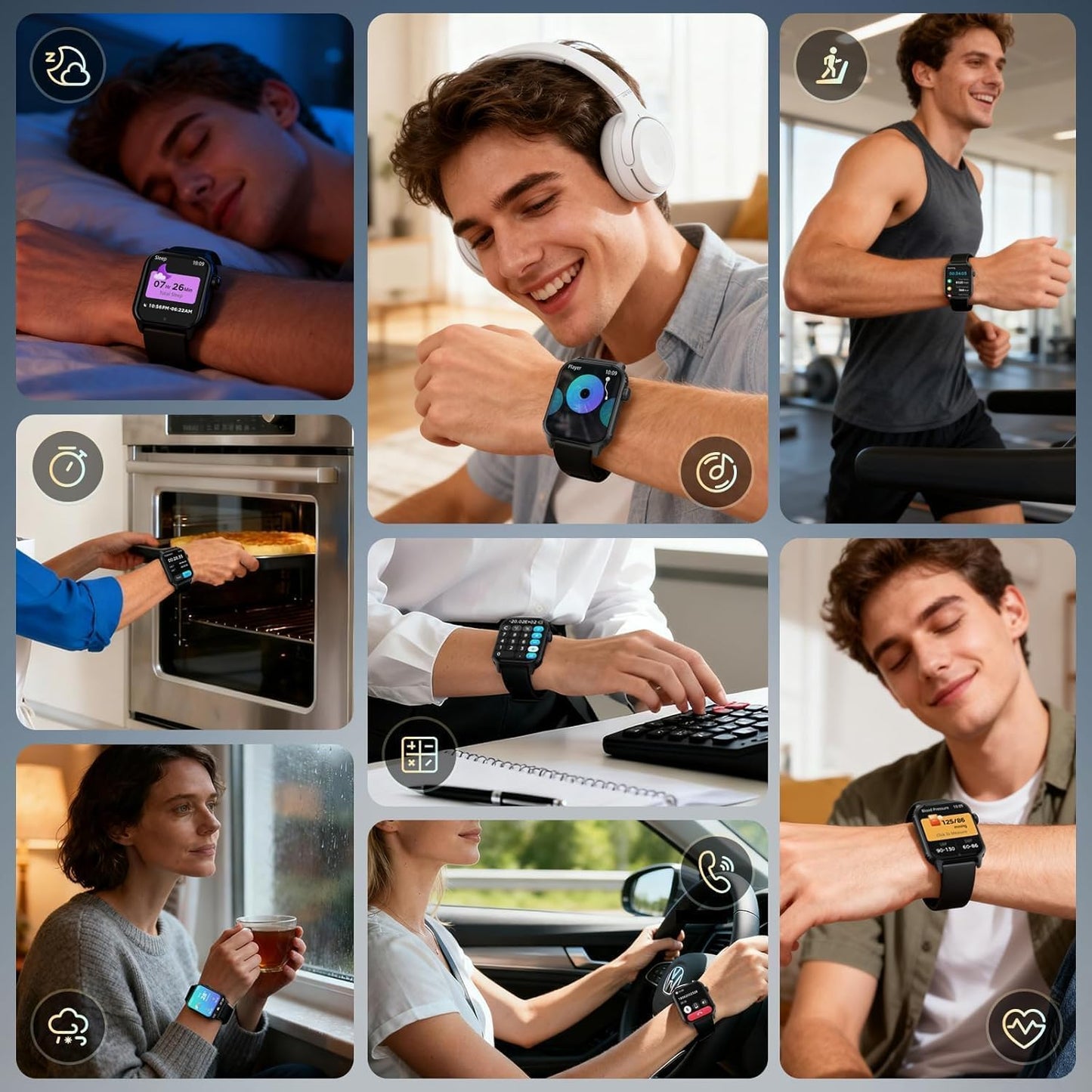 Smartwatches für Damen und Herren, Smartwatch mit 120 Sportmodi, 1,83 Zoll HD-Display, Herzfrequenz-/Schlafmonitor, IP67 wasserdicht, Bluetooth-Anruf- und Musiksteuerung für iPhone/Android (Glänzend Schwarz)