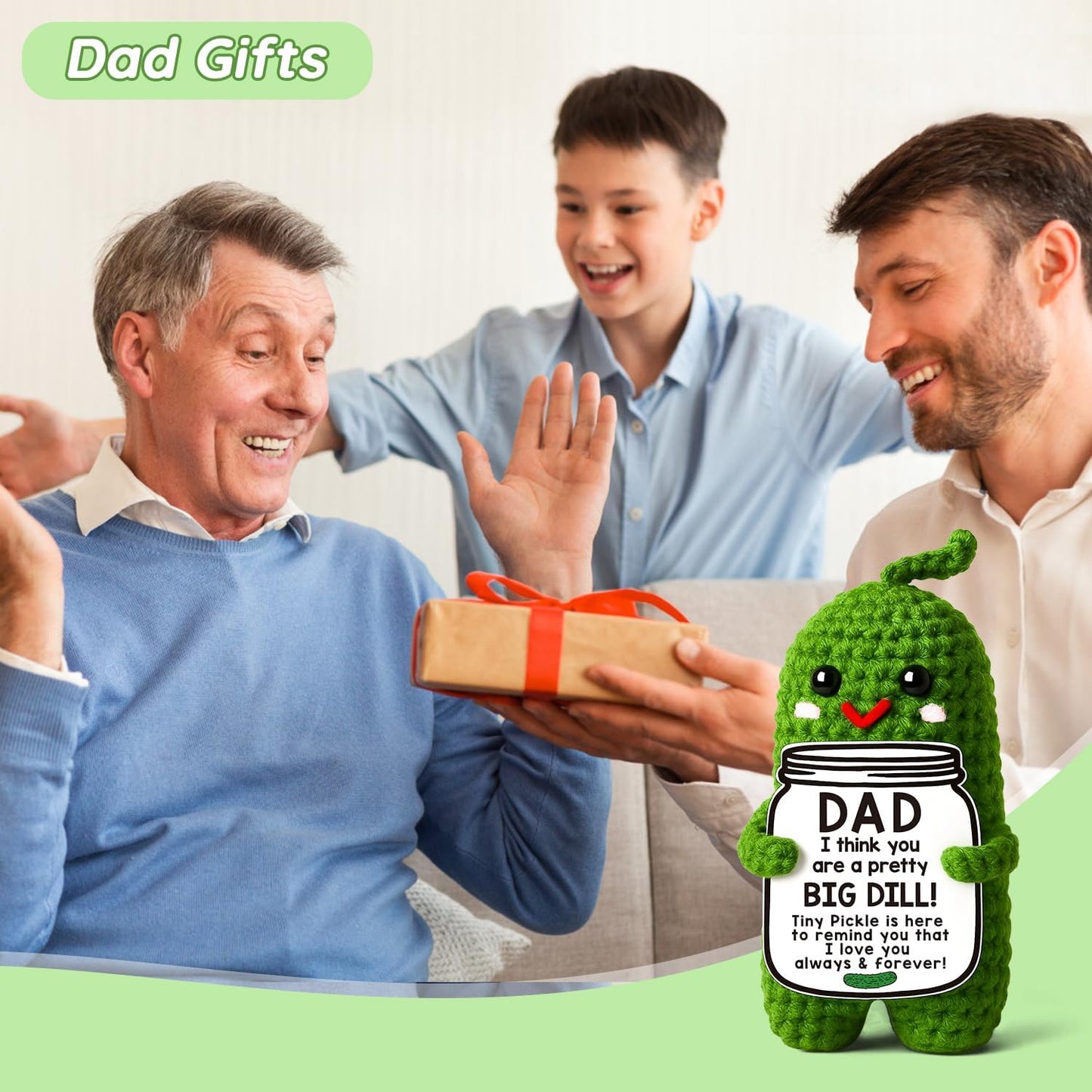MAMAGIFTREE's Handmade Crochet Pickle: A Delightfully Quirky Gift for Dad