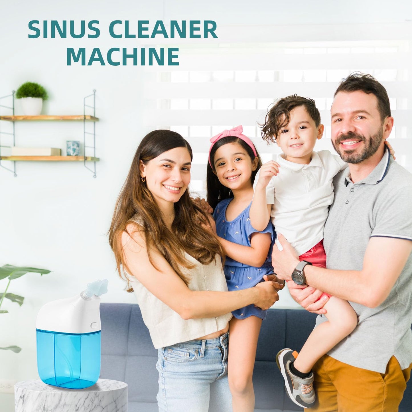 Nasal Irrigation System, Nasal Rinse Machine, Sinus Rinse Machine, Sinus Cleaner Machine with Water Tank & Waste Collection Tank - Nose Cleaner for Sinus,SinusAdult,Allergy Relief - Blue