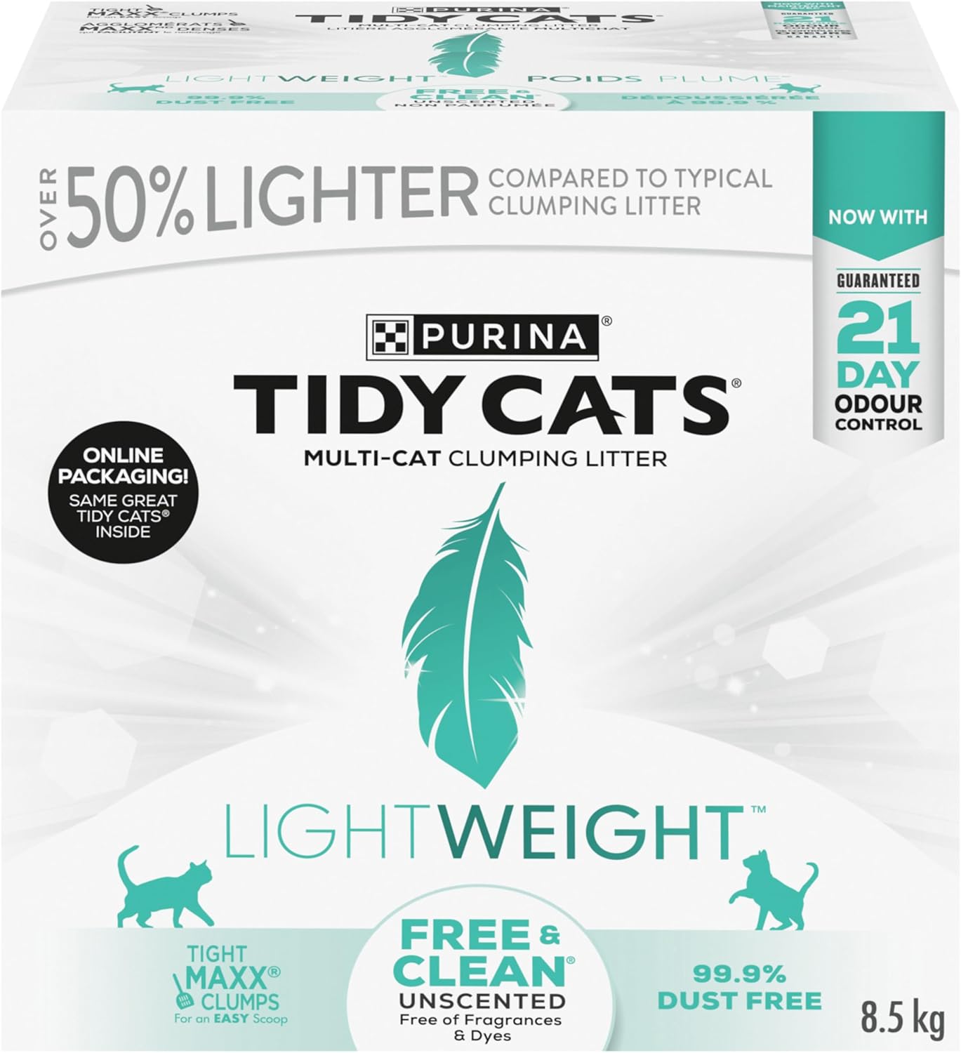 Tidy Cats Free & Clean Katzenstreu, Leicht Ungeduftet Mehrkatzenhaushalt - 5,44 kg Box