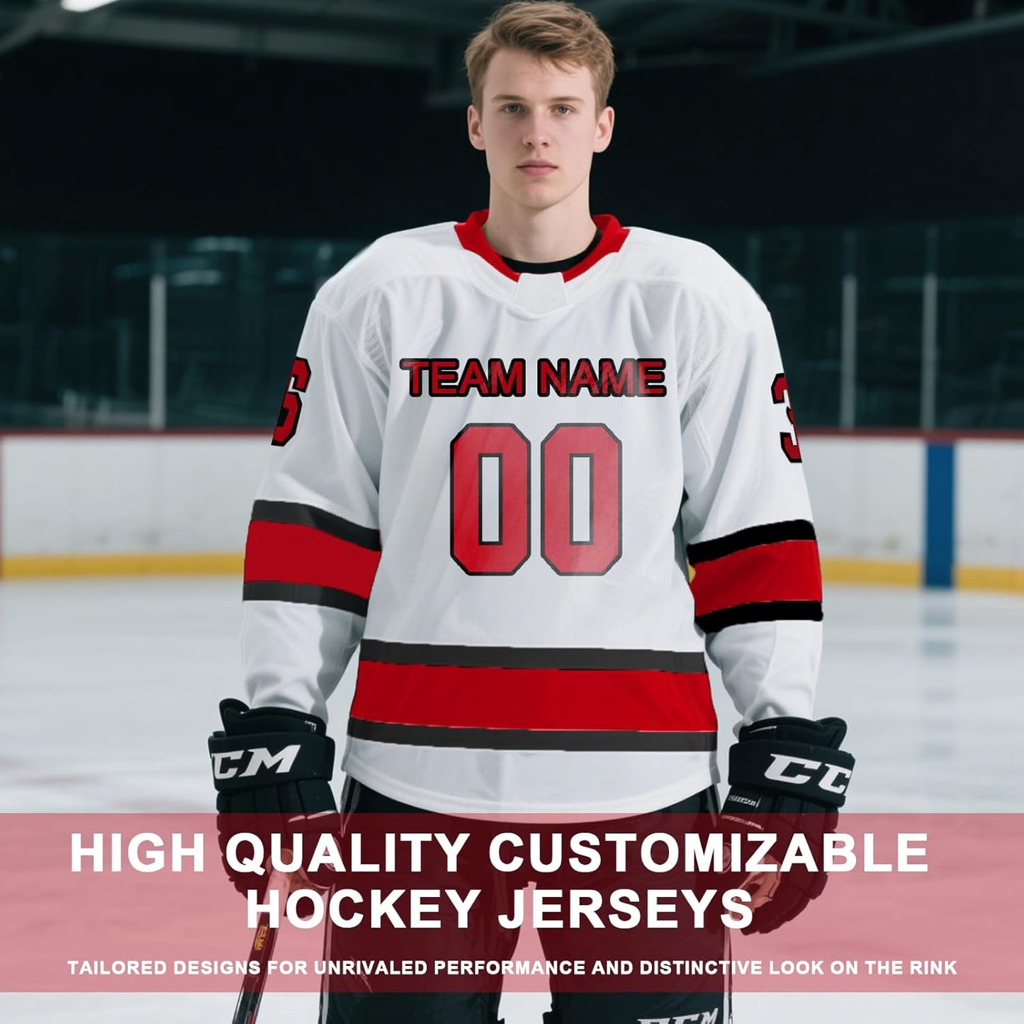 Benutzerdefiniertes Hockeytrikot für Herren, Jugendliche und Kinder – personalisiertes Eishockey-Trainings-Trikot mit eigenem Namen, Nummer und Teamlogo