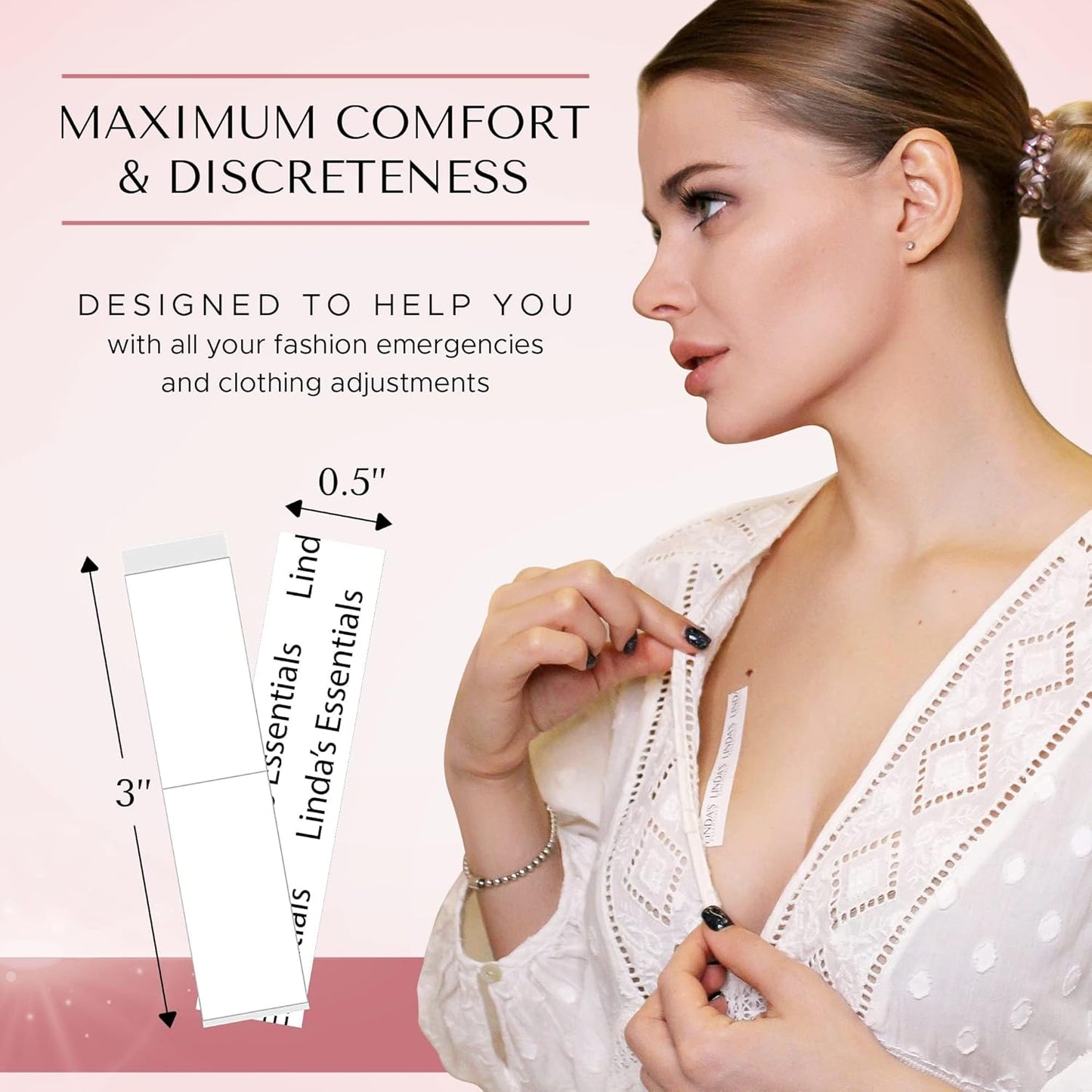 Doppelseitiges Klebeband für Kleidung, Körper und Mode (75 Stück) | Klebeband für Kleidung und Säume für Damen, ohne Nähen, ohne Bügeln, starkes Stoffklebeband für die Haut für alle Hauttöne und Empfindlichkeiten, inklusive Metalldose
